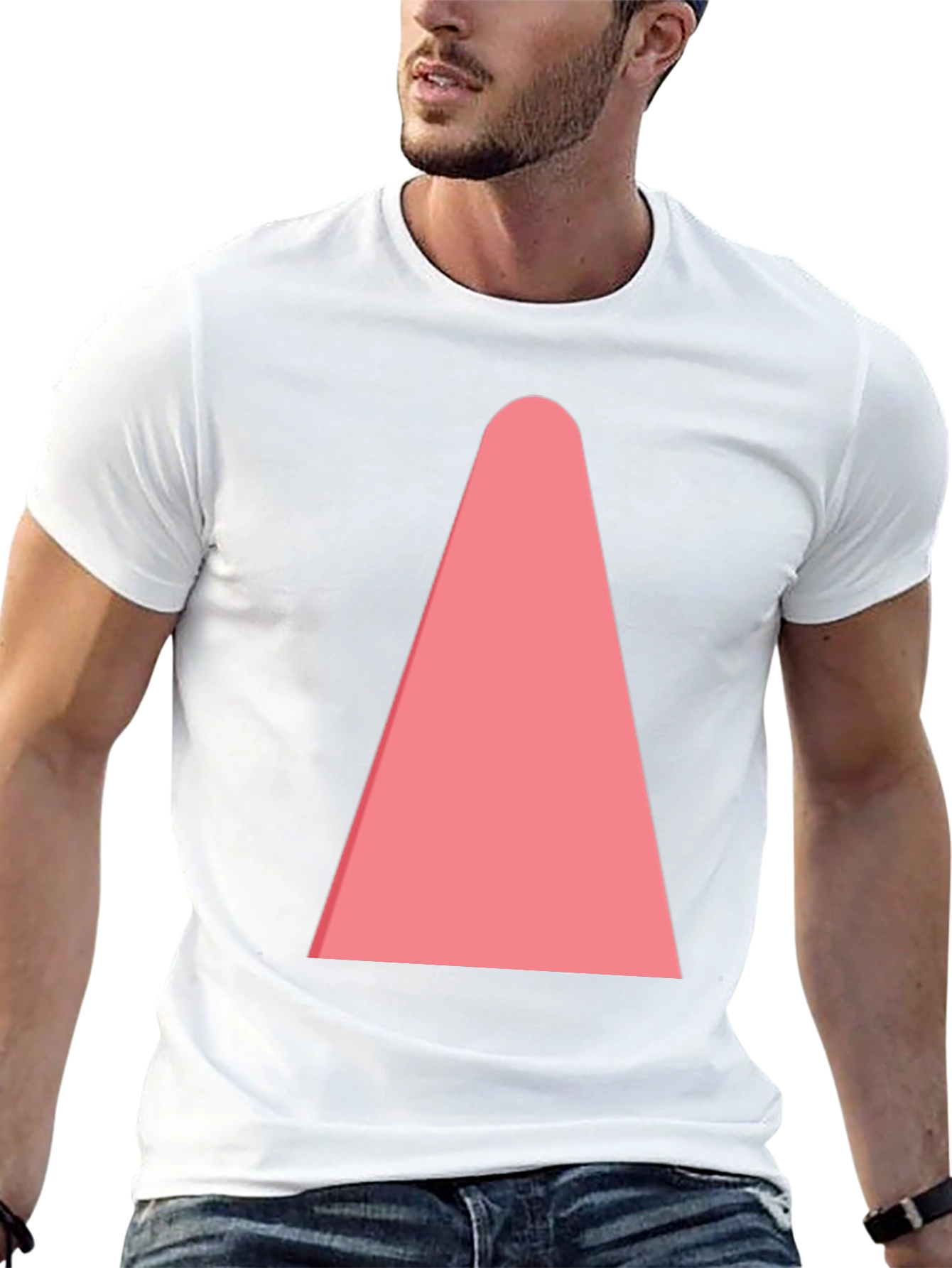 Mens Black T-Shirt with Pink Cone Design
