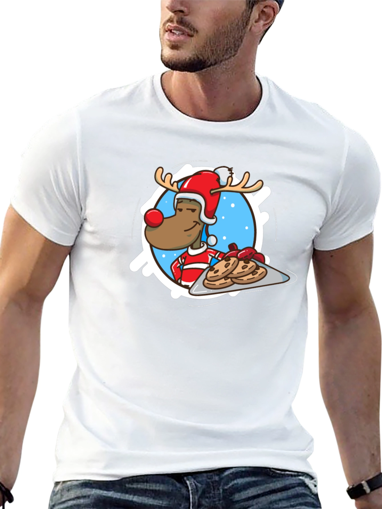 Festive Reindeer Chef T-Shirt - Holiday Cookies!