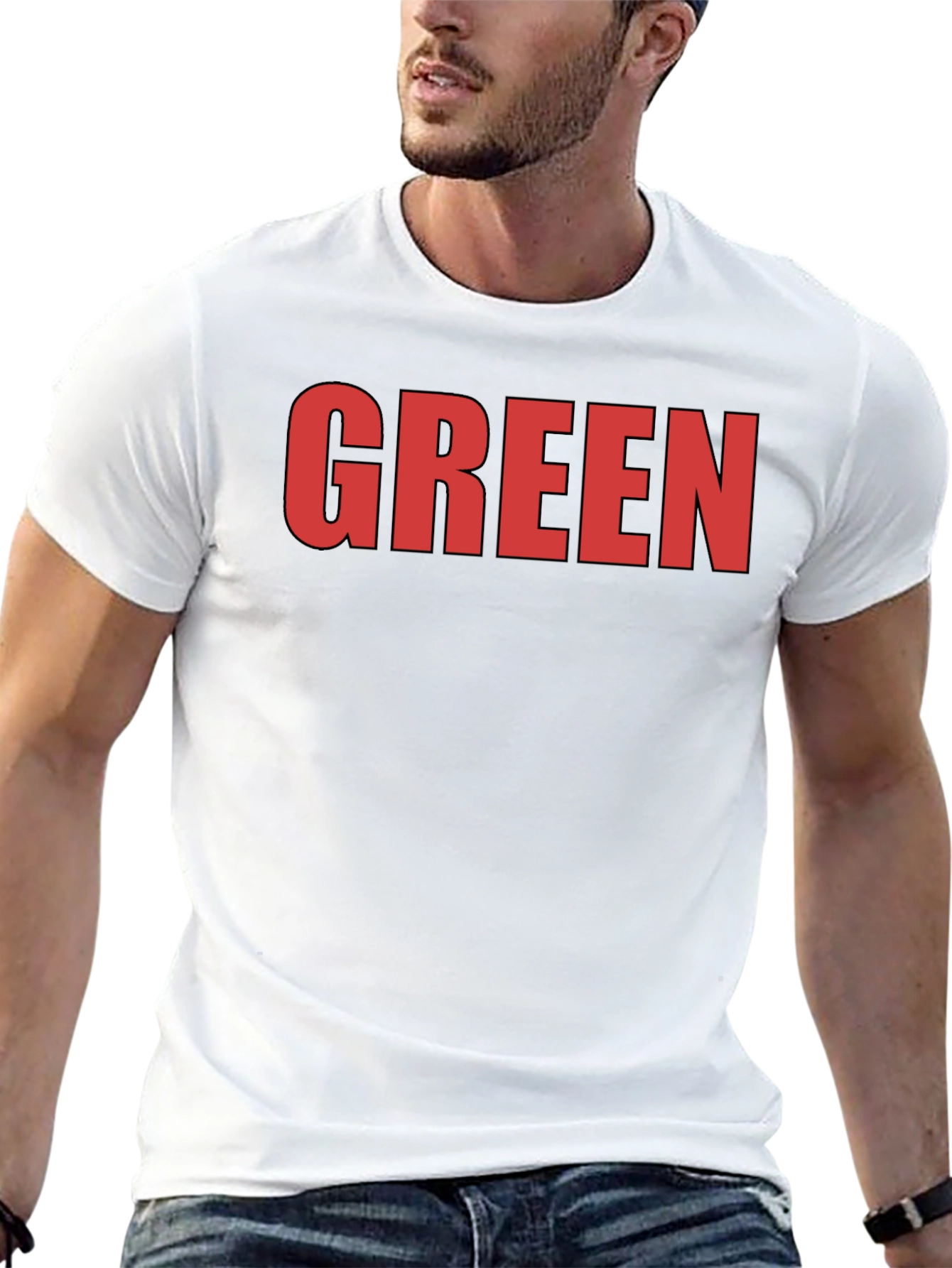Bold Statement Tee: Red GREEN Graphic on Black