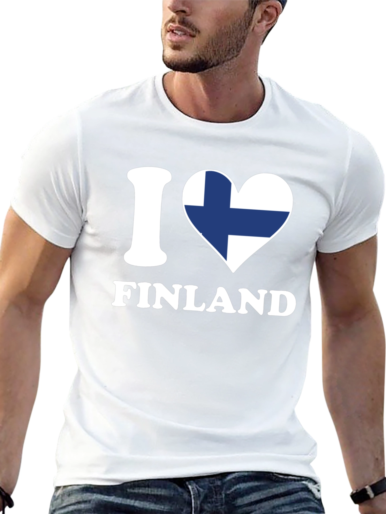 I Love Finland T-Shirt - Finnish Flag Heart Design