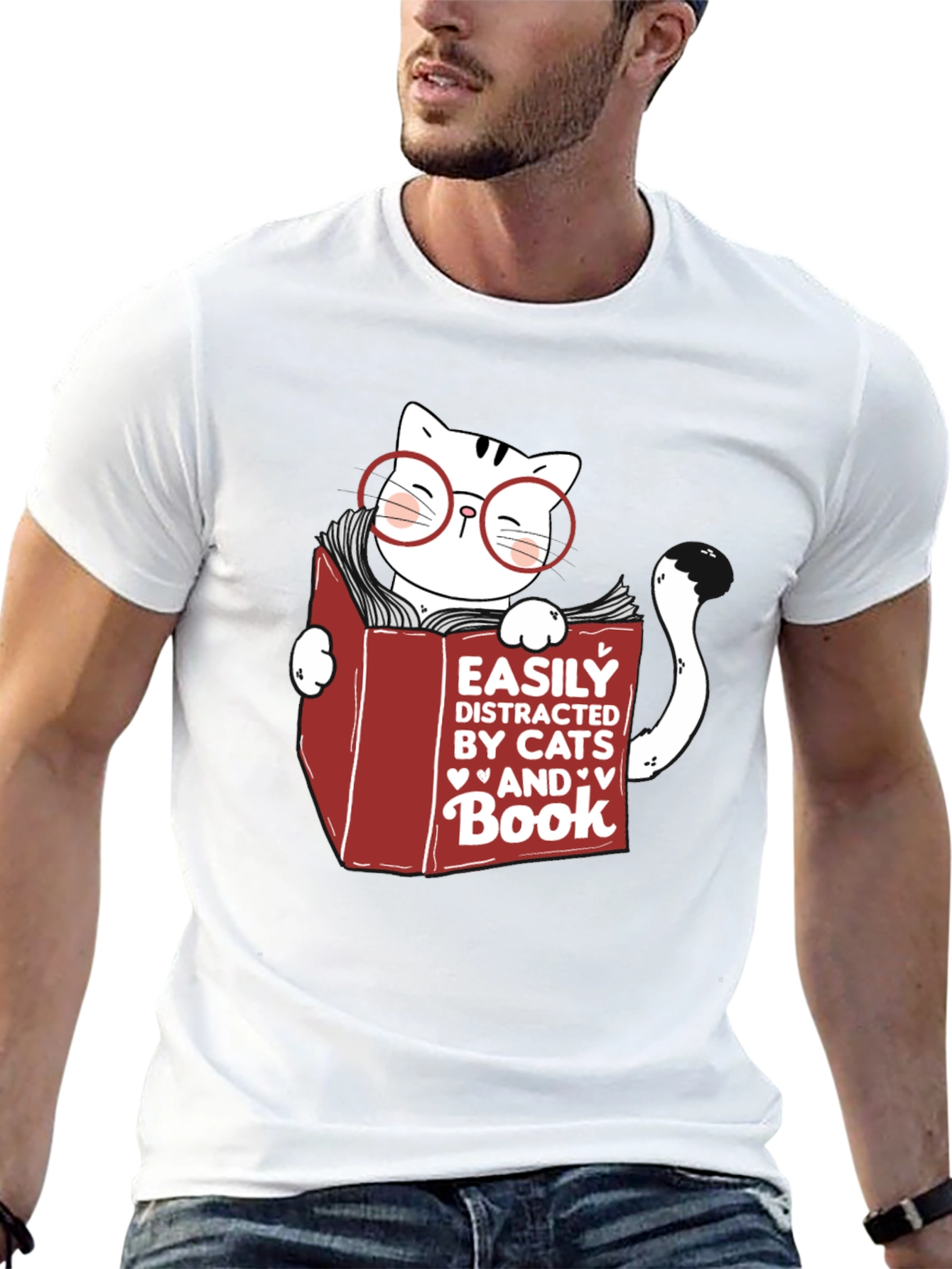 Easily Distracted by Cats and Books T-Shirt