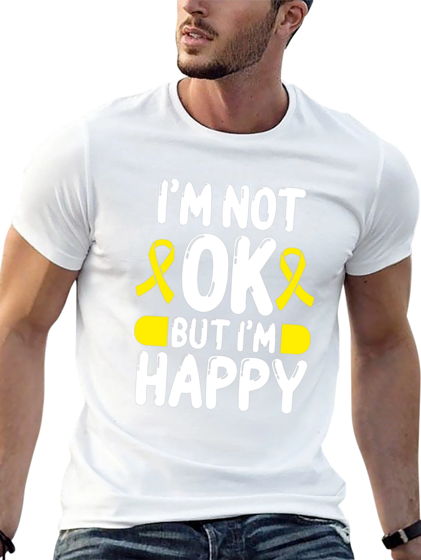 Im Not Okay But Im Happy Awareness Ribbon T-Shirt