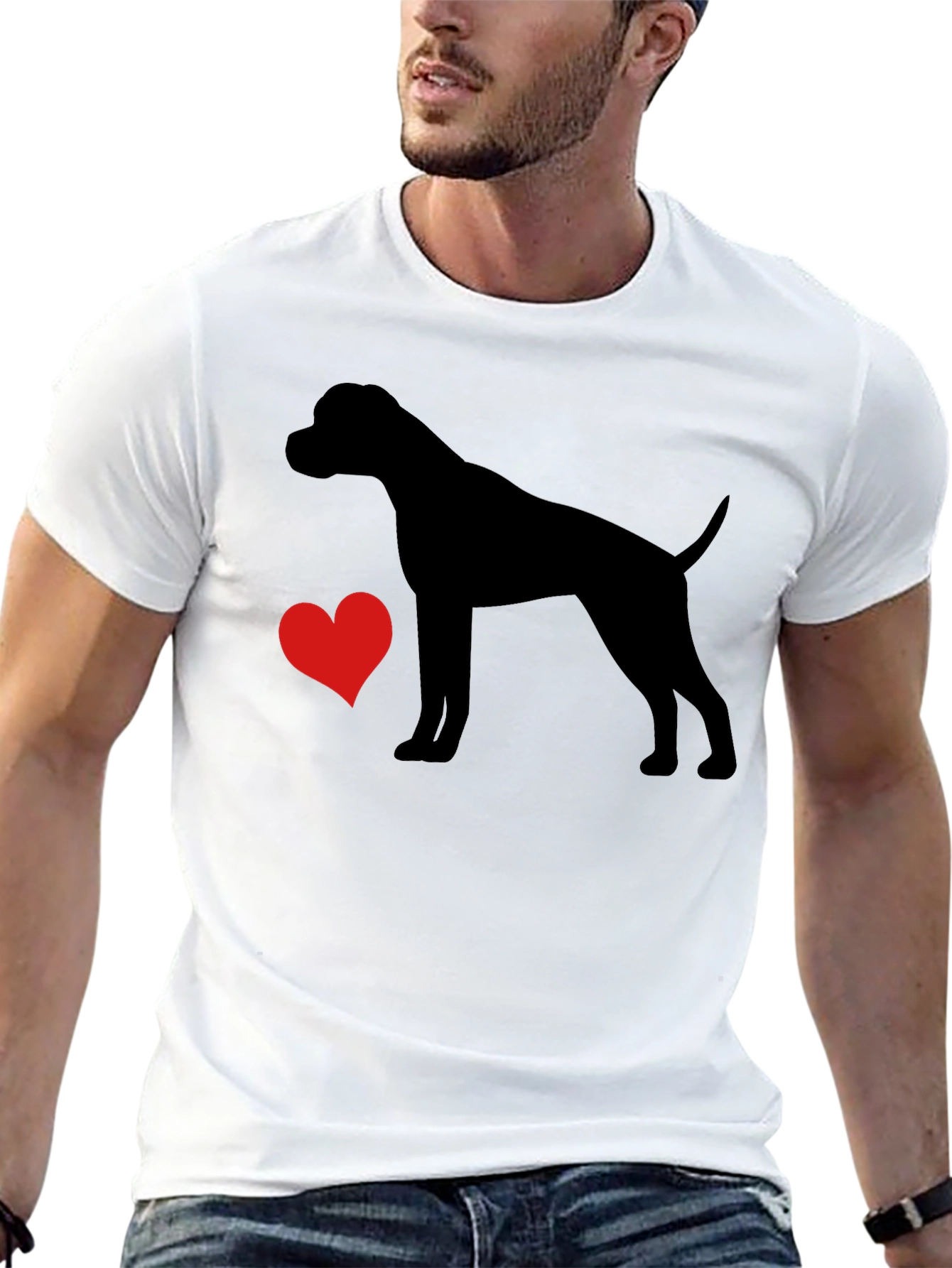 Dog Lover T-Shirt - Heart & Canine Silhouette