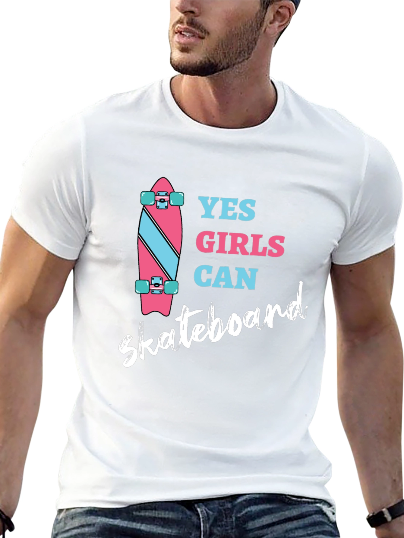 Yes Girls Can Skateboard Graphic Tee