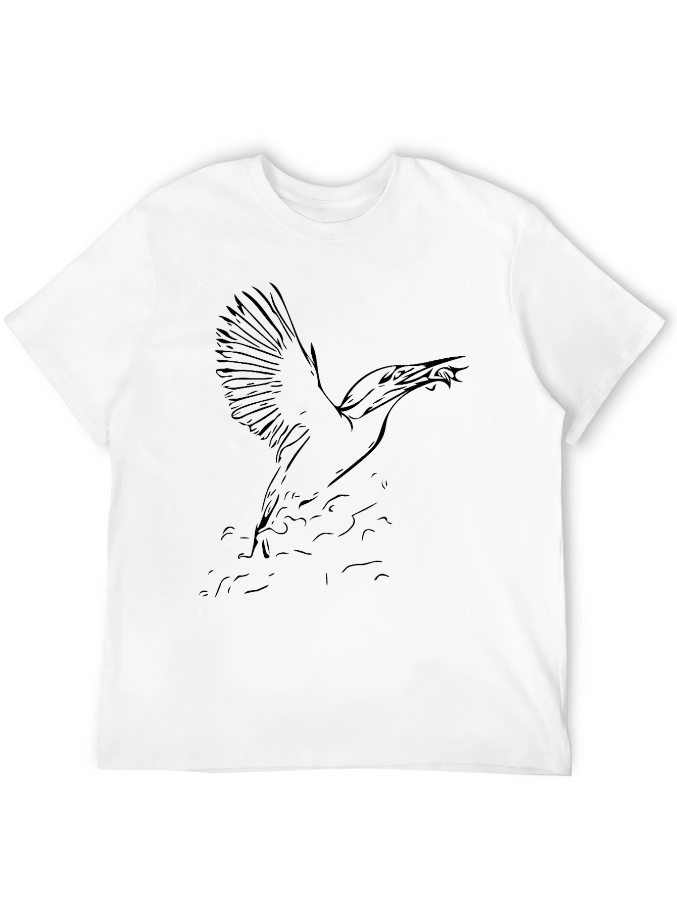 Mens Black Graphic Tee - Bird Design