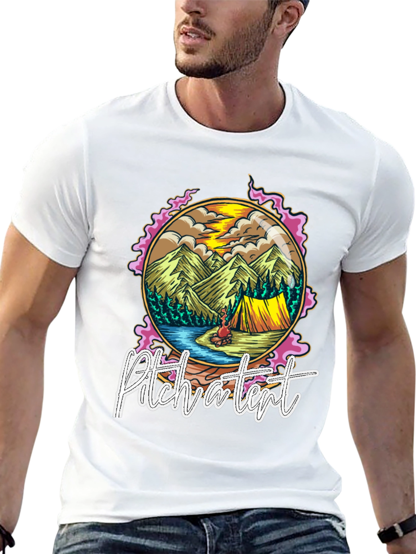 Pitch a Tent Graphic Tee - Camping Adventure Shirt