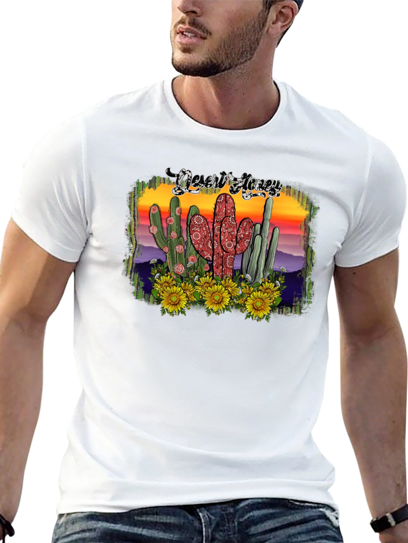 Desert Honey Graphic Tee - Cactus & Sunflowers