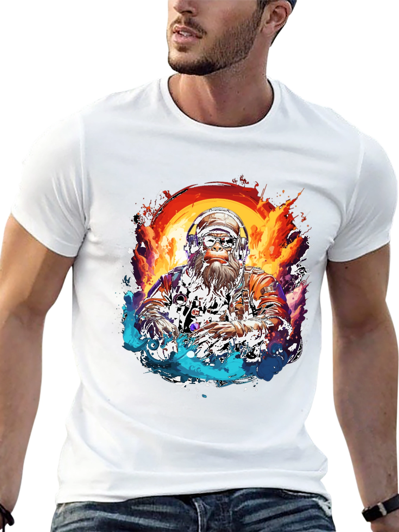 DJ Bigfoot T-Shirt - Fire and Ice Design