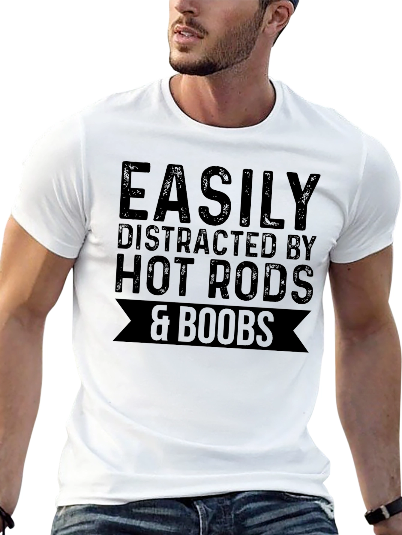 Easily Distracted Hot Rods & Boobs Graphic Tee