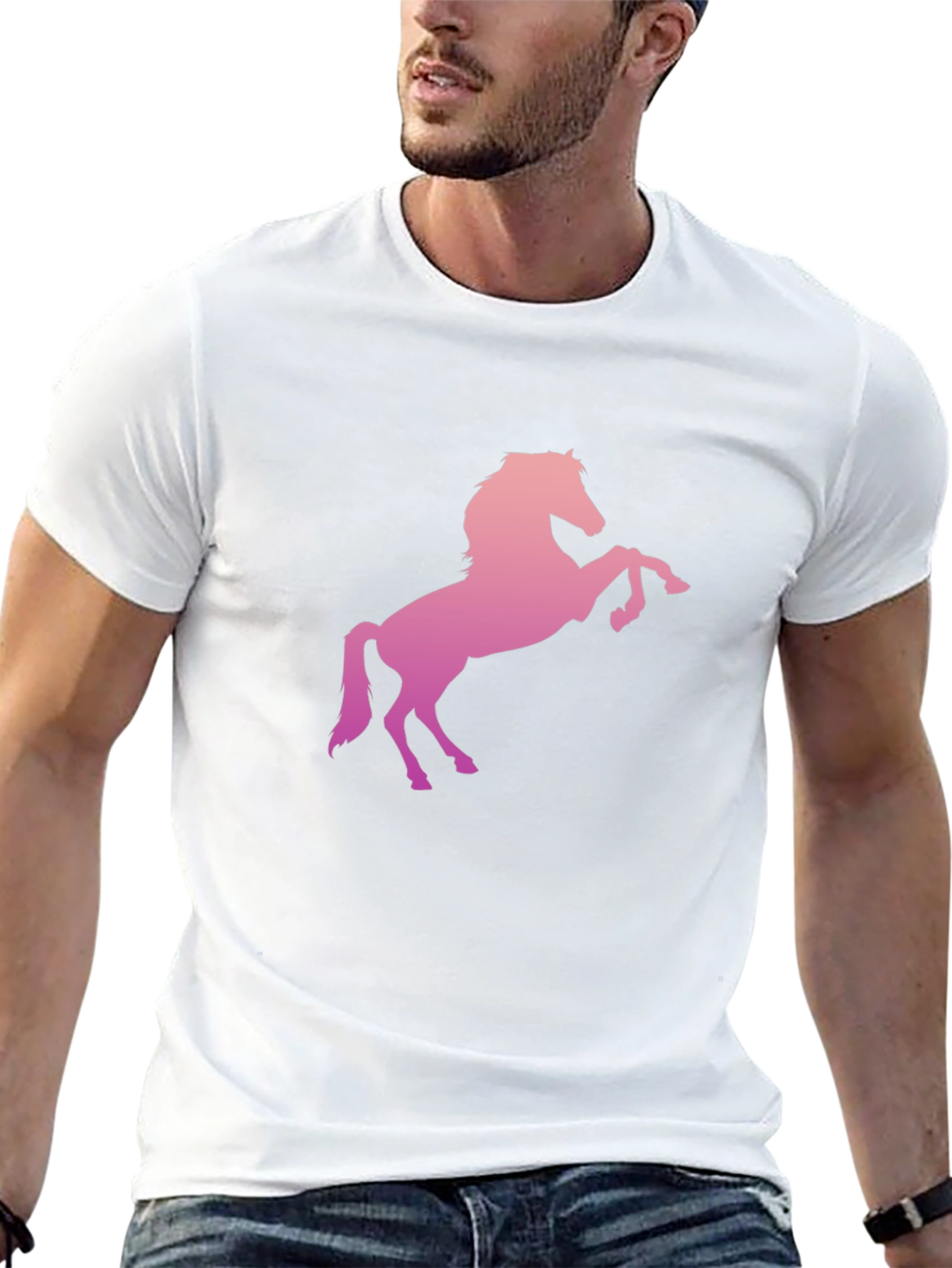 Horse Graphic Tee - Stylish Mens Black T-Shirt
