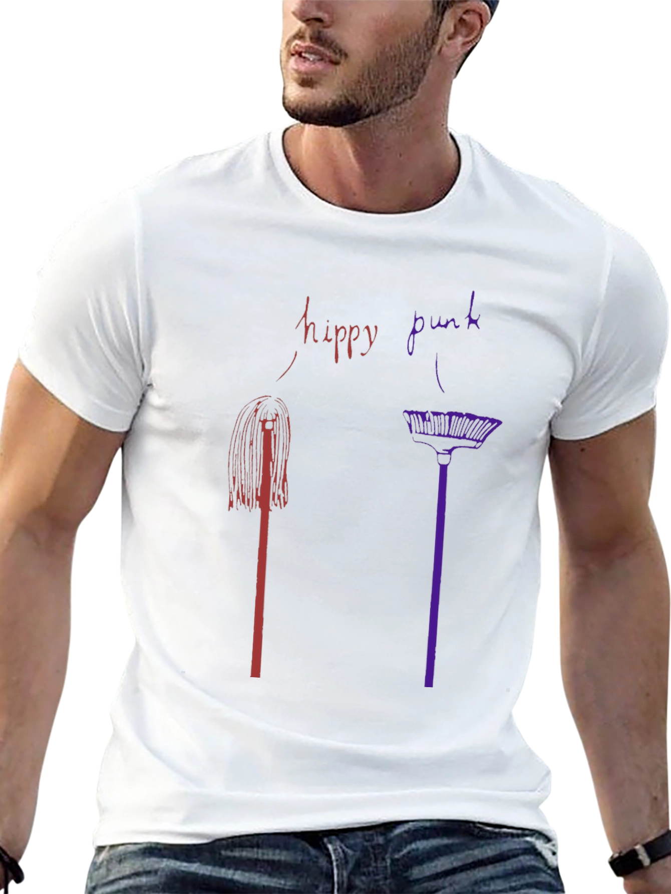 Hippy Punk Graphic Tee - Black Crew Neck T-Shirt