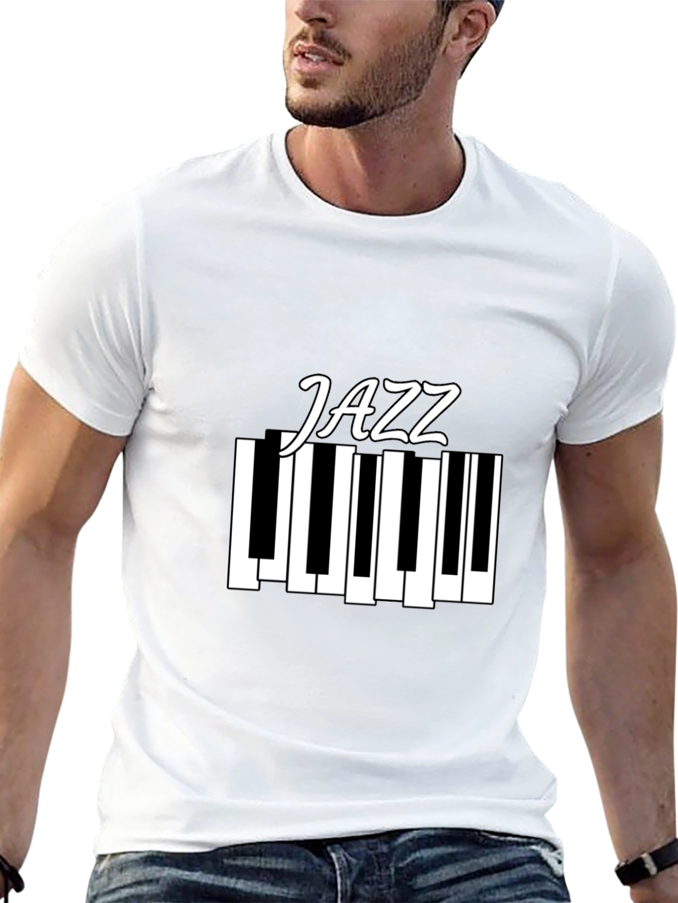 Jazz Piano T-Shirt - Black Cotton Music Tee