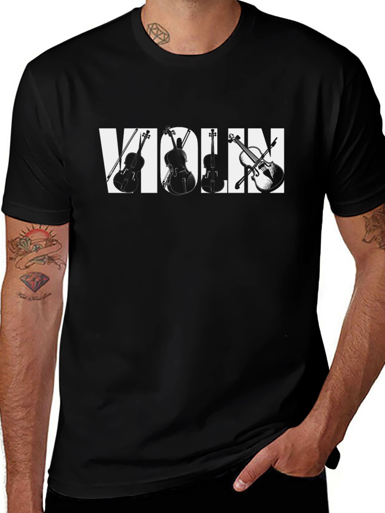 Violin Graphic Tee - Musical Instrument T-Shirt