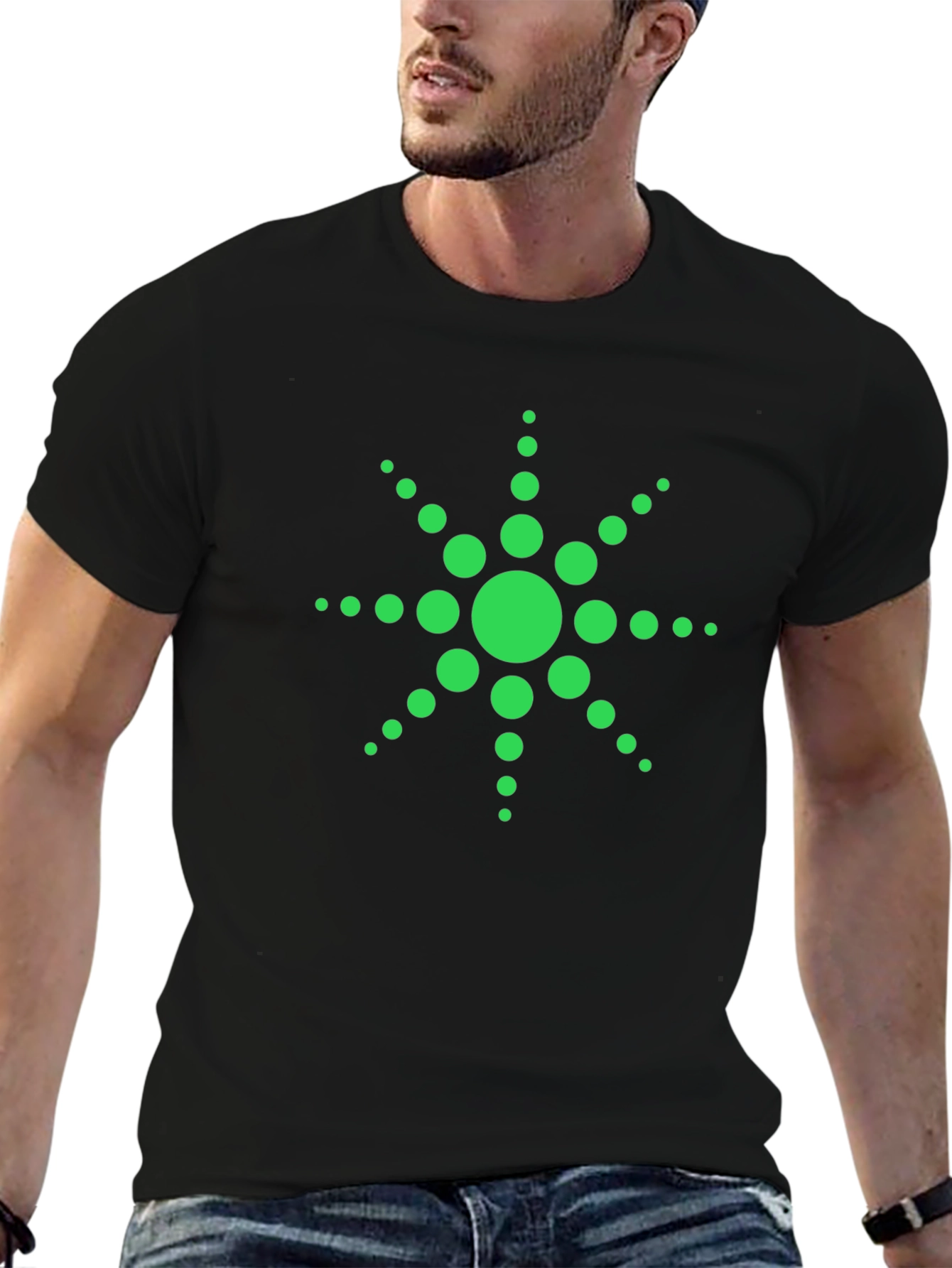 Green Dotted Starburst Graphic Tee