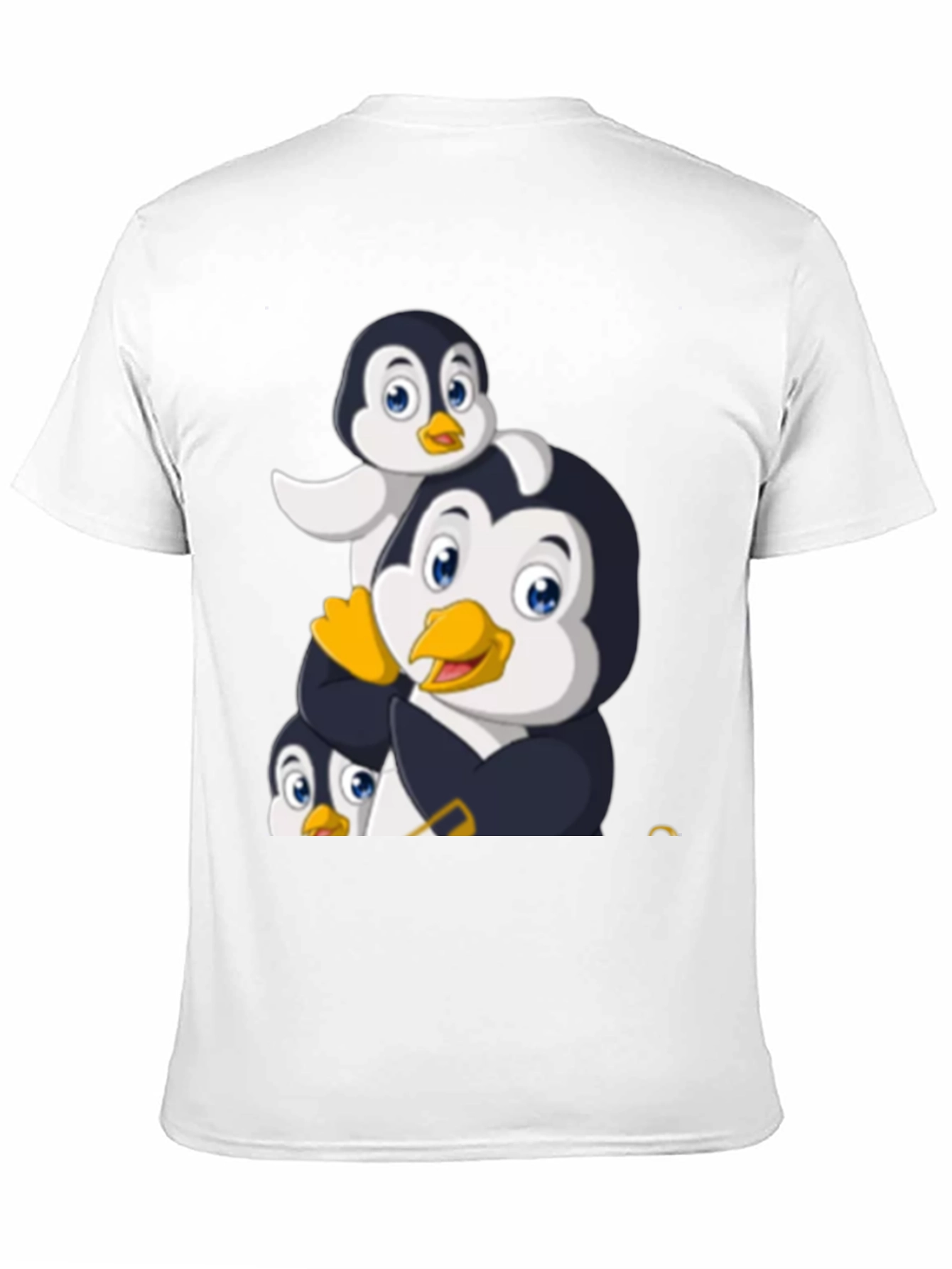 Penguin Family Graphic Tee - Black Cotton T-Shirt