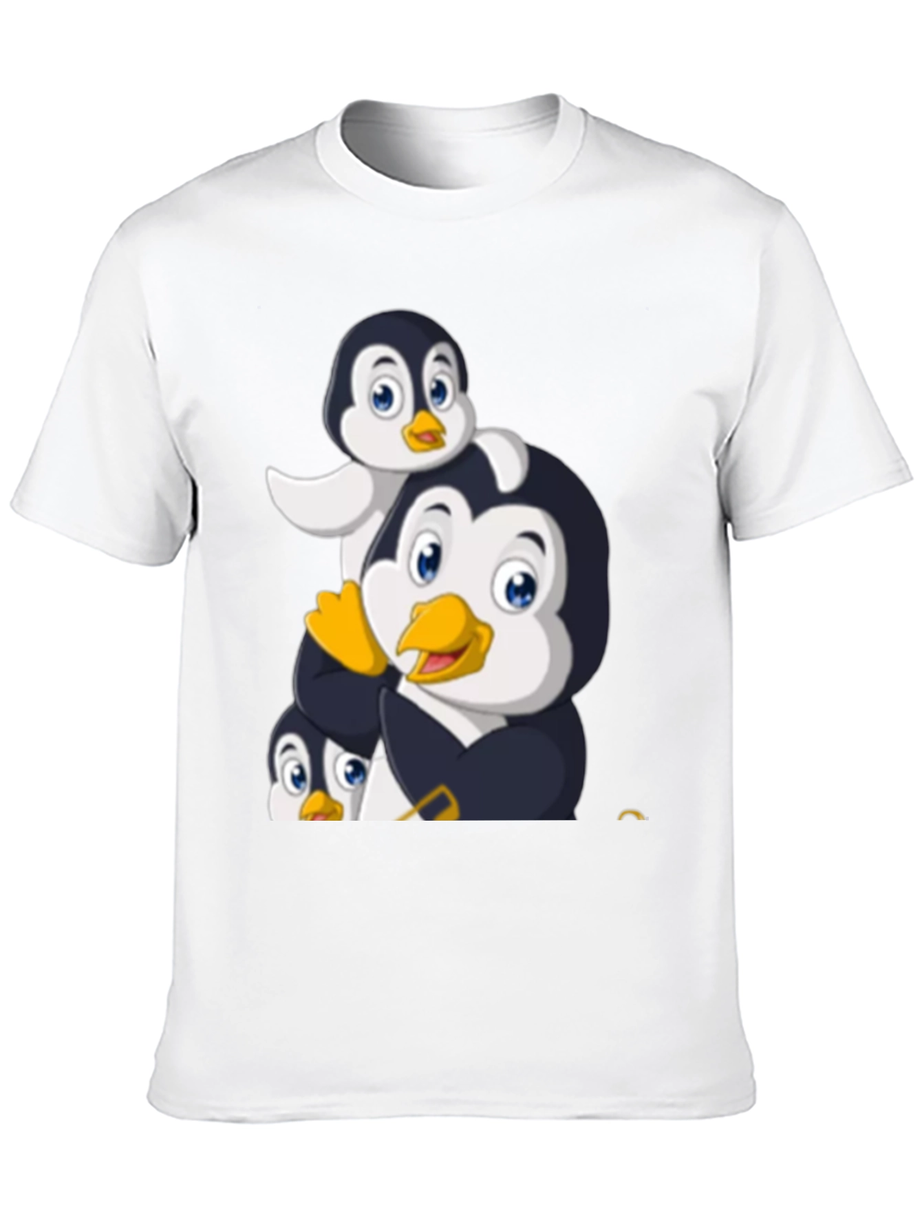 Penguin Family Graphic Tee - Black Cotton T-Shirt