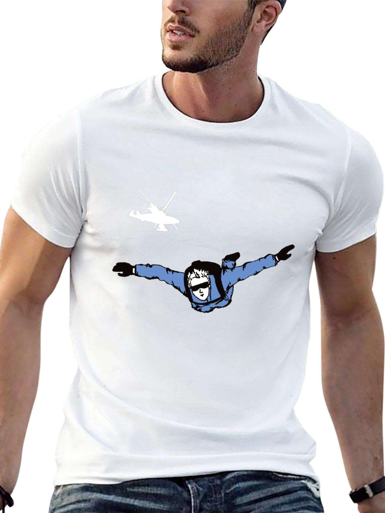 Skydiving T-Shirt - Black Tee with Skydiver Graphic