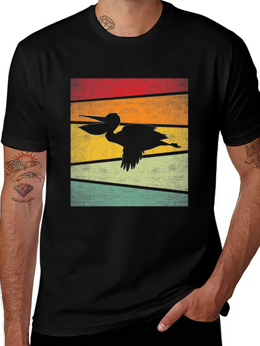 Retro Pelican Graphic Tee - Vintage Style Bird Shirt