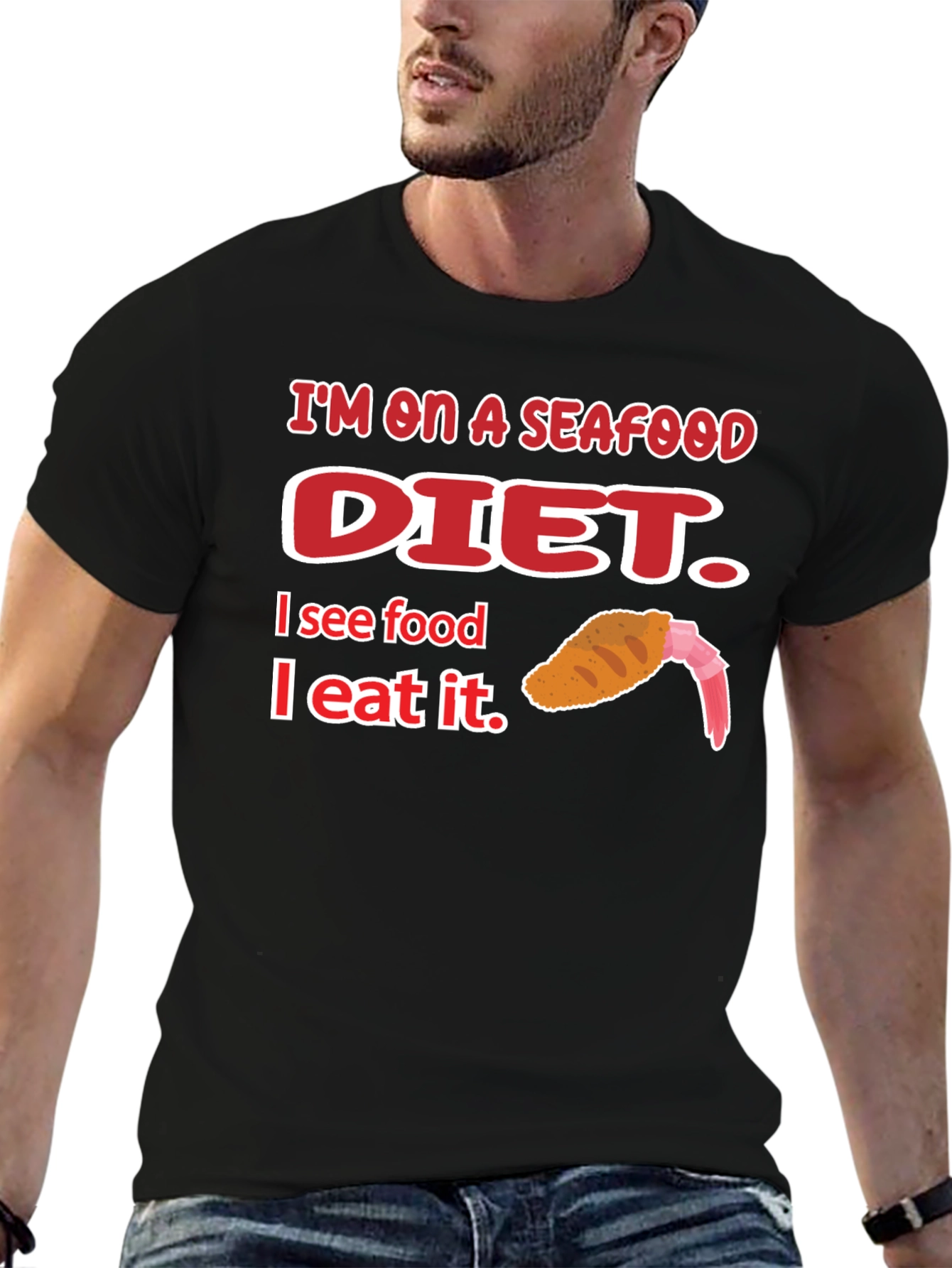 Seafood Diet Graphic T-Shirt Funny Foodie Tee