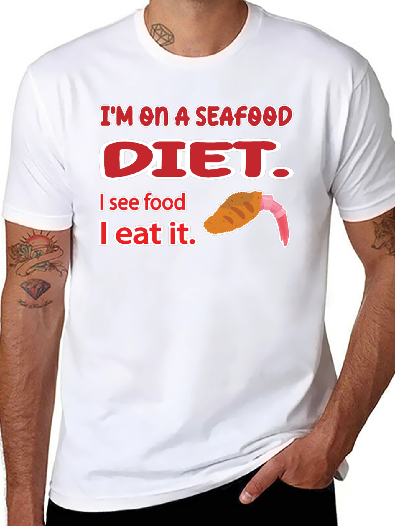 Seafood Diet Graphic T-Shirt Funny Foodie Tee