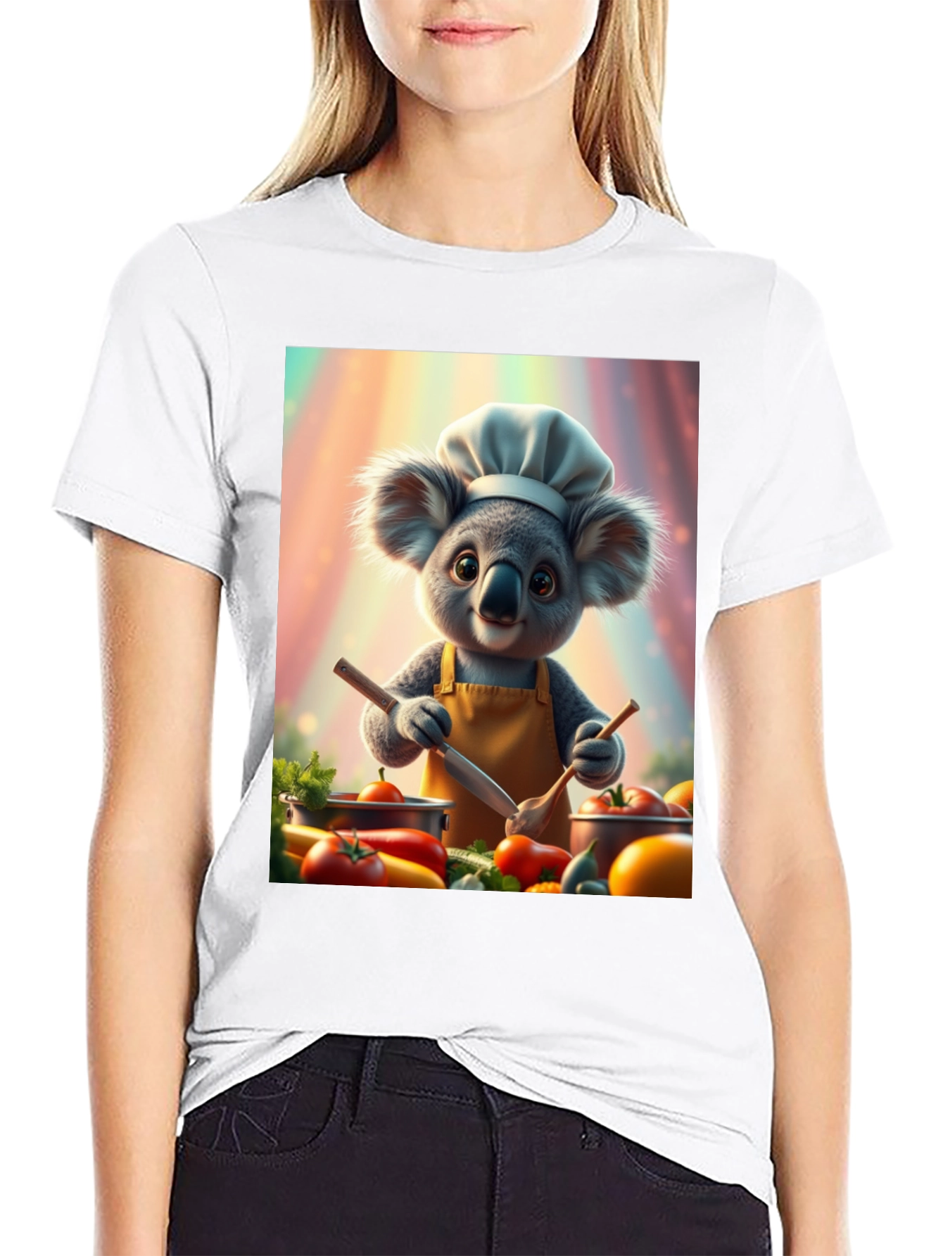 Chef Koala Graphic Tee - Black Cotton Blend