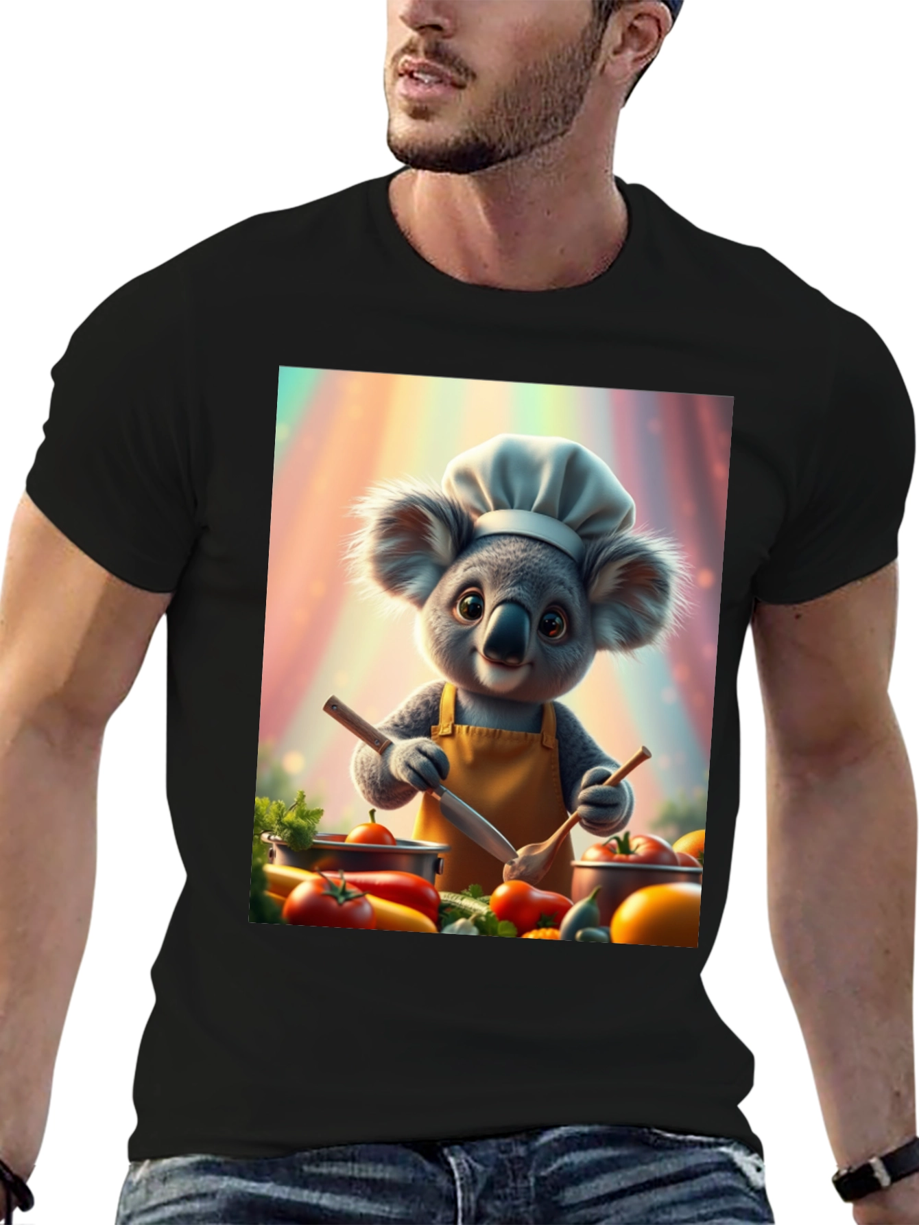 Chef Koala Graphic Tee - Black Cotton Blend