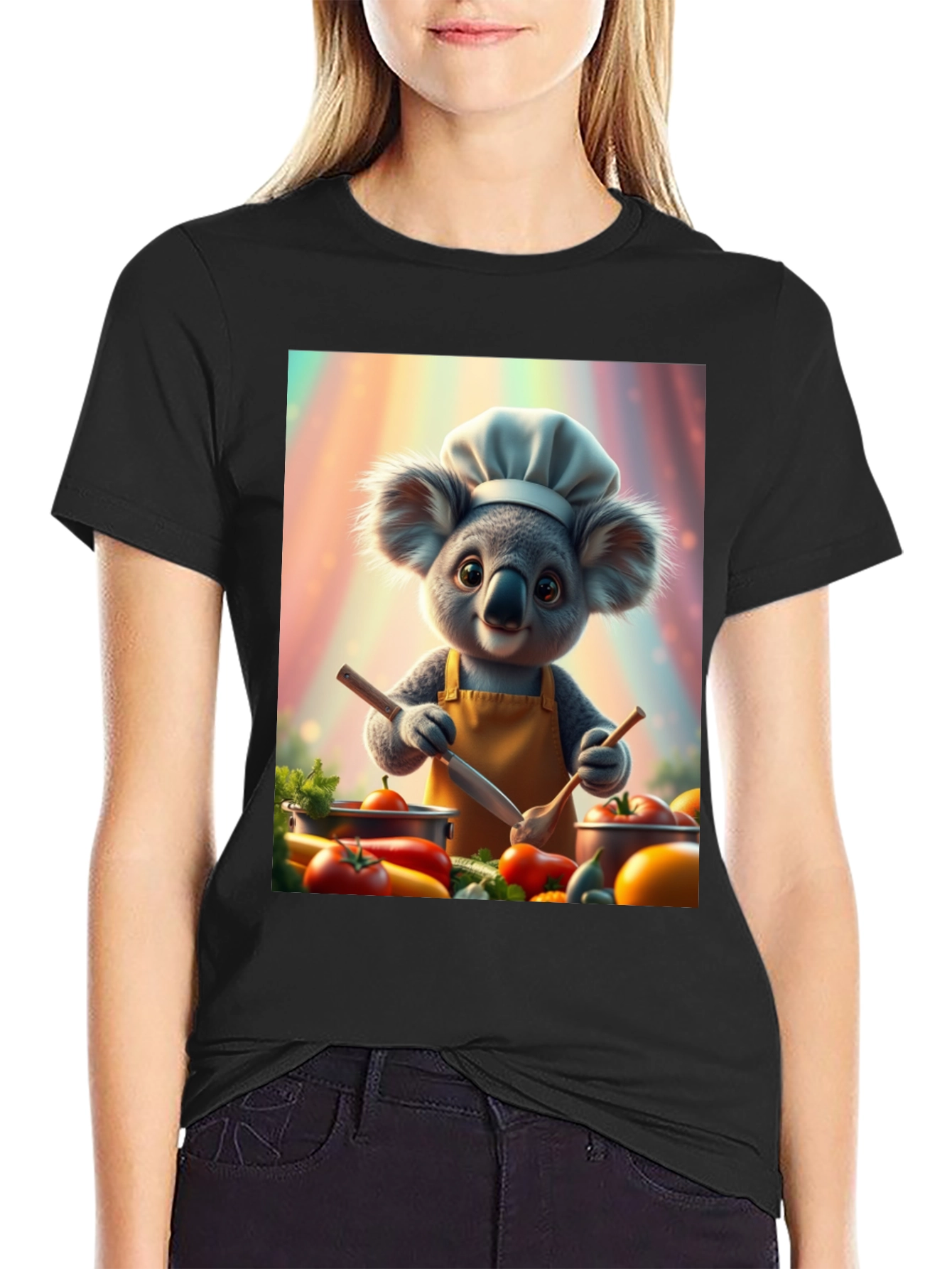 Chef Koala Graphic Tee - Black Cotton Blend