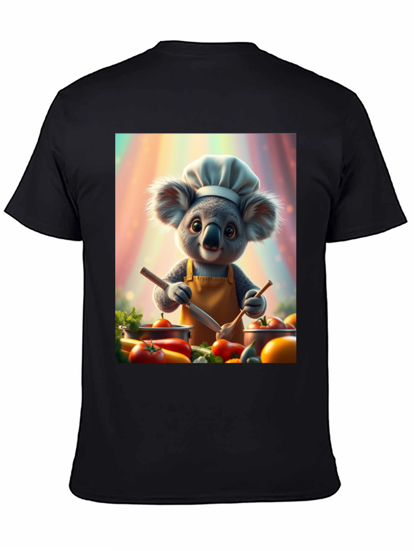 Chef Koala Graphic Tee - Black Cotton Blend