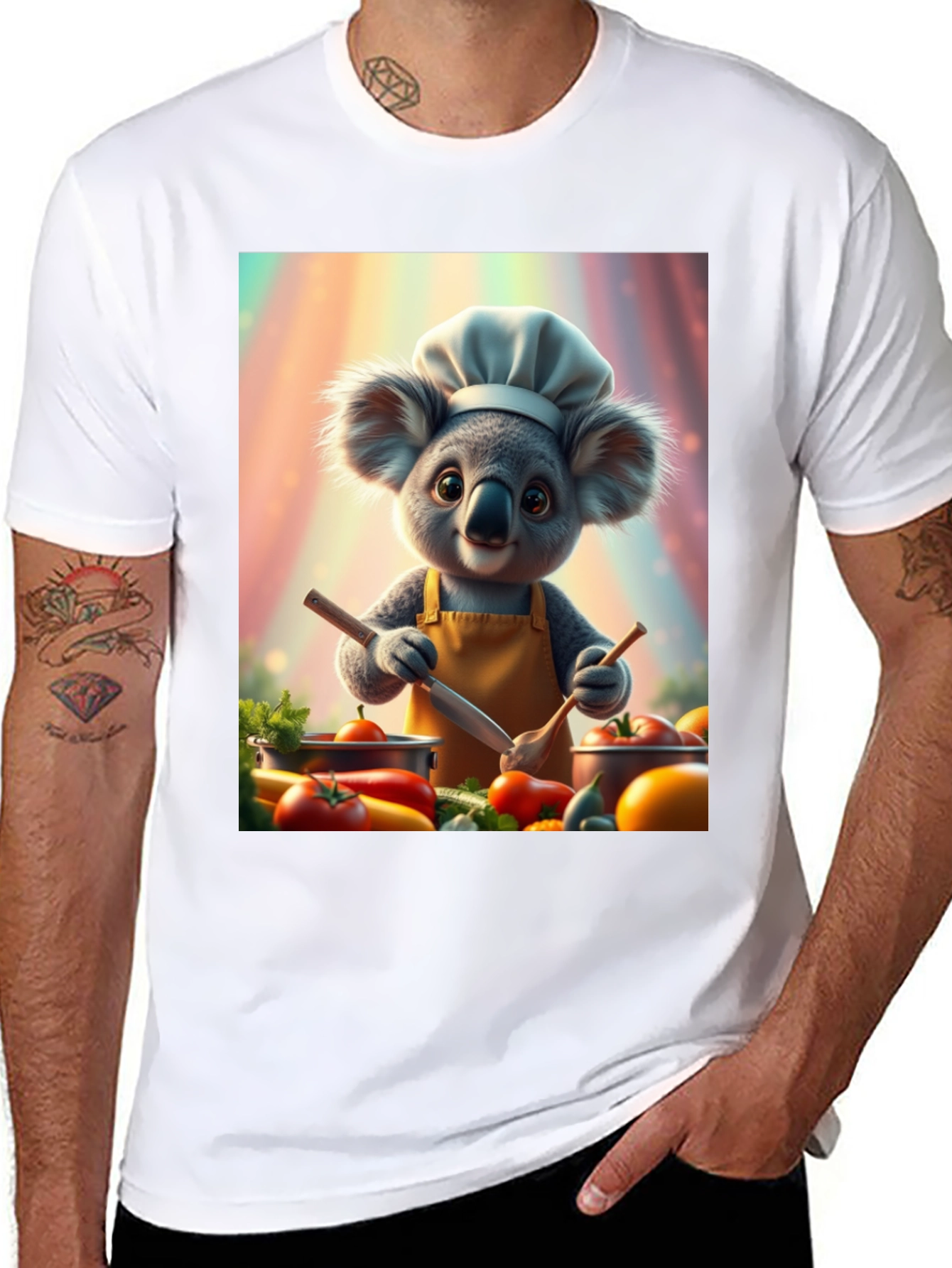 Chef Koala Graphic Tee - Black Cotton Blend