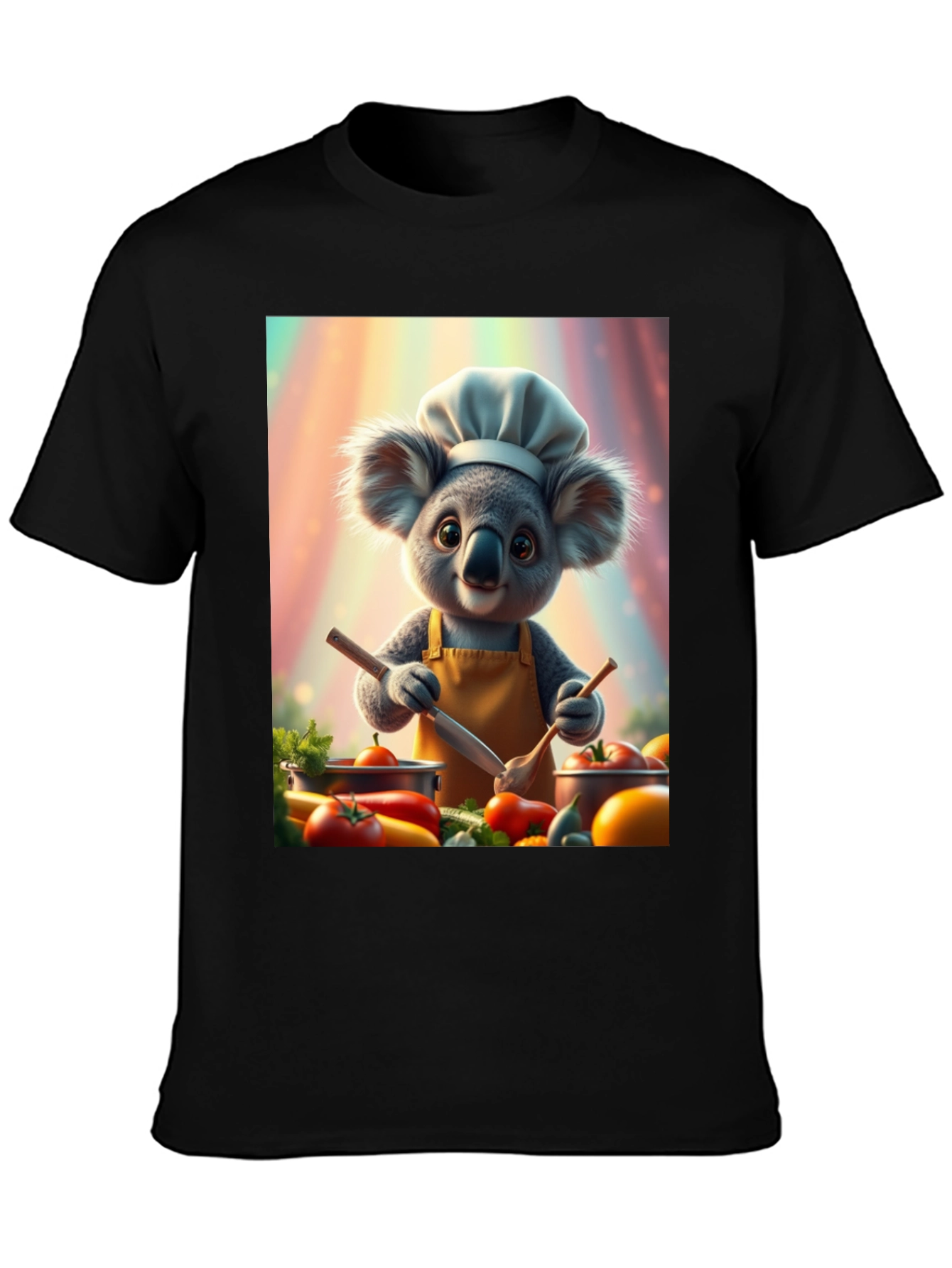 Chef Koala Graphic Tee - Black Cotton Blend