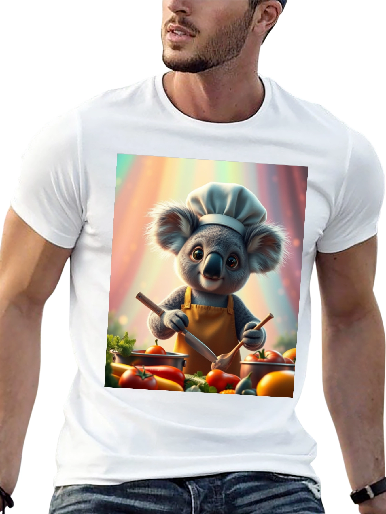 Chef Koala Graphic Tee - Black Cotton Blend