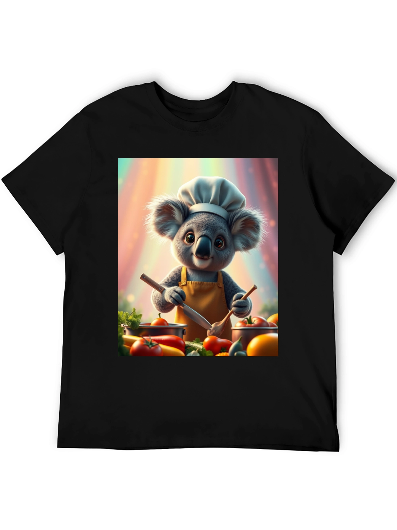 Chef Koala Graphic Tee - Black Cotton Blend