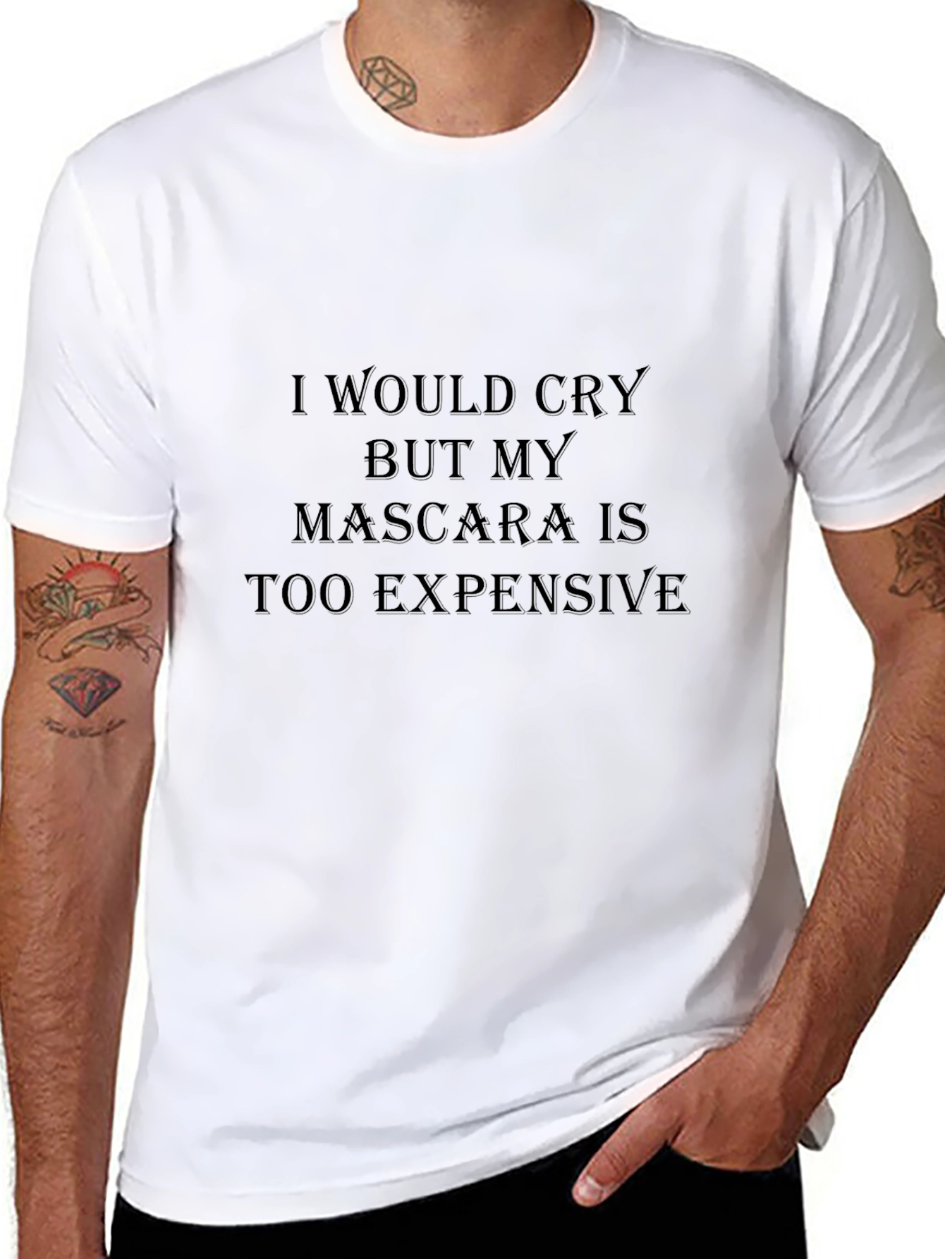 Funny Mascara Graphic Tee - I Would Cry