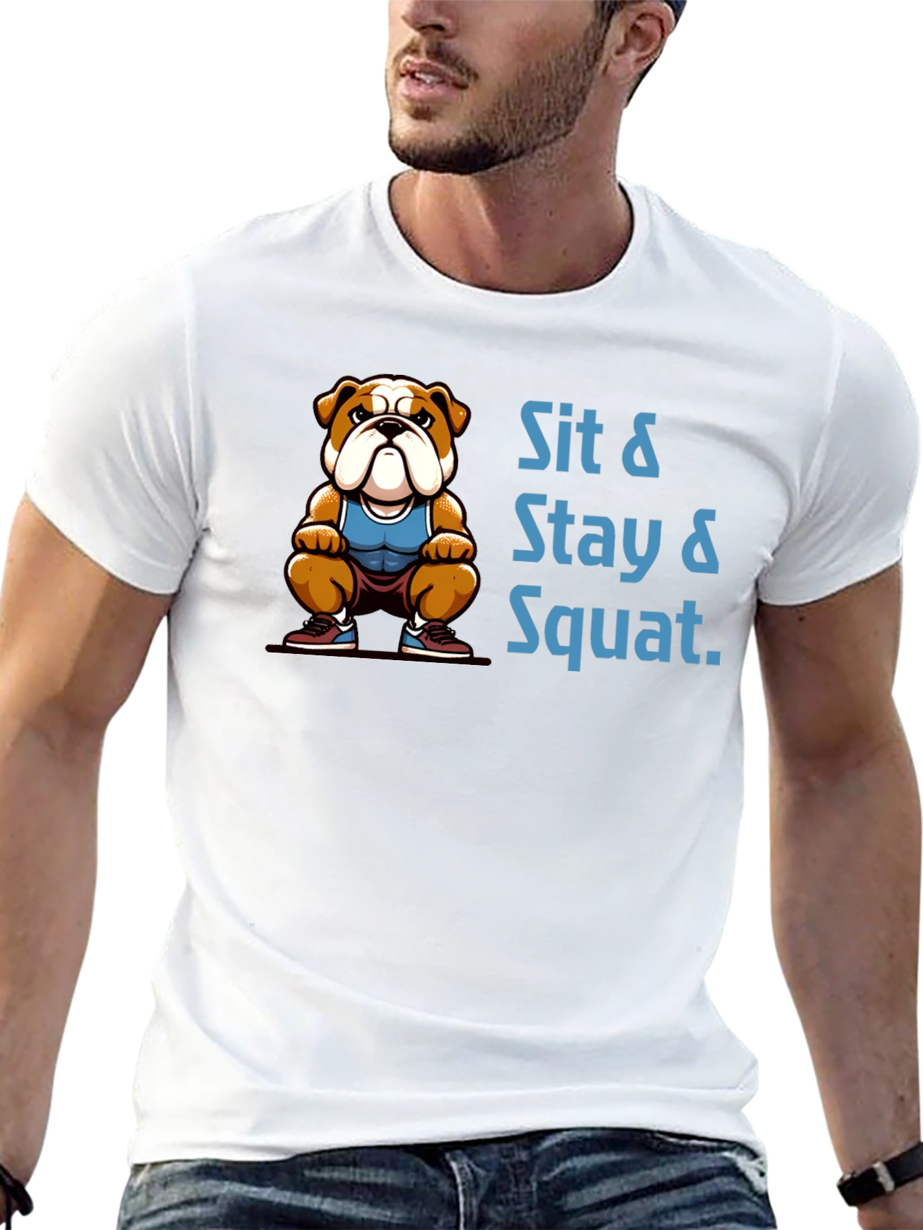 Sit Stay Squat Bulldog Black T-Shirt