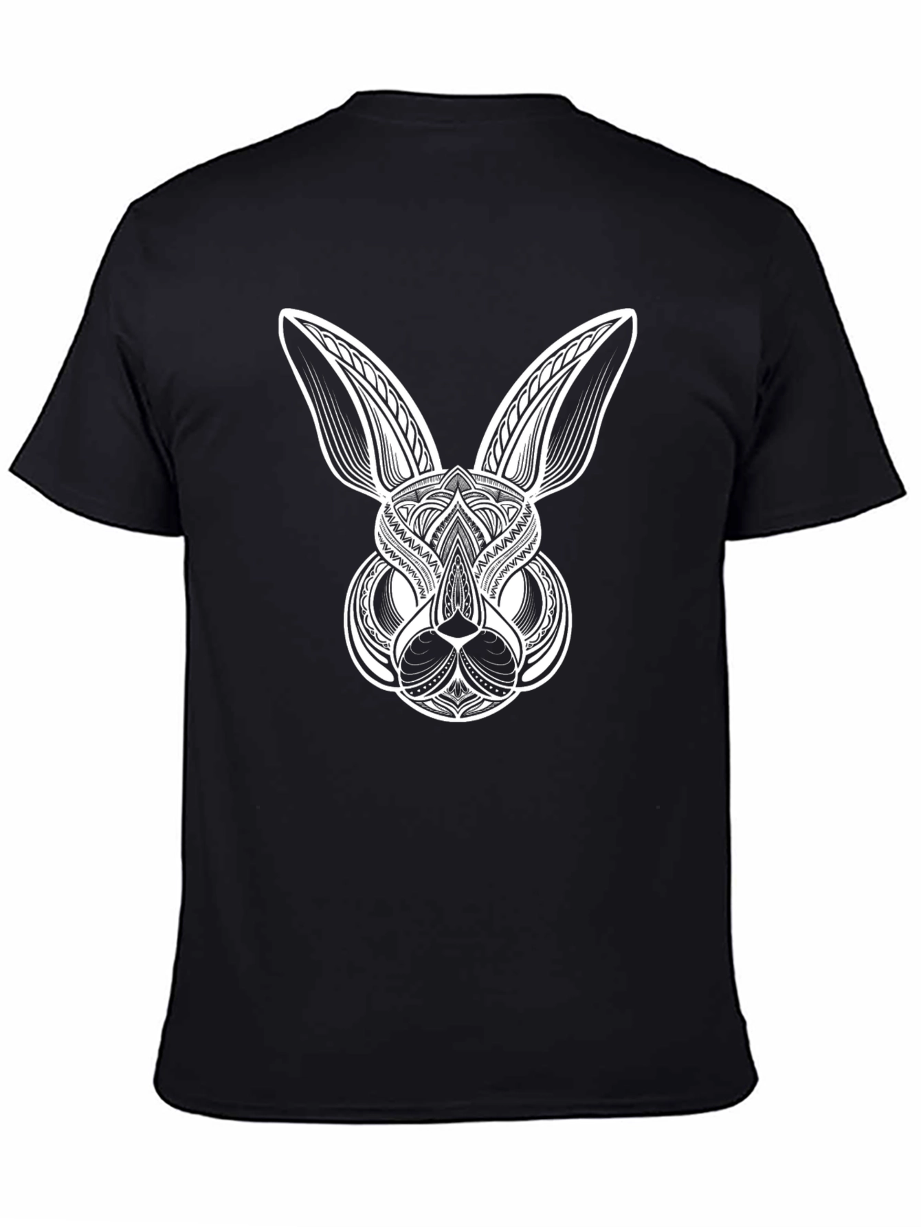 Abstract Bunny Graphic Tee - Black Cotton