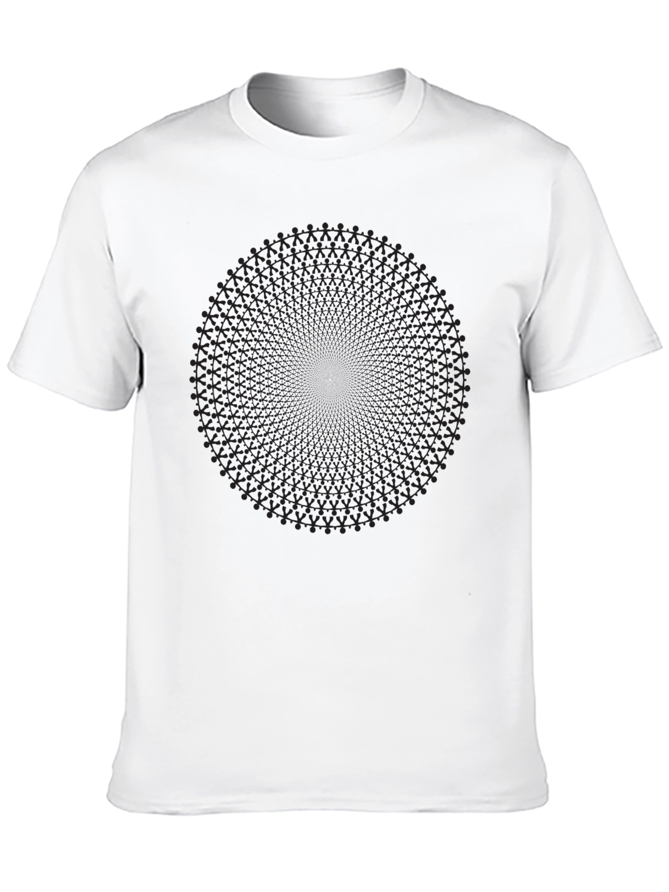Black Geometric Circle Pattern Crew Neck T-Shirt