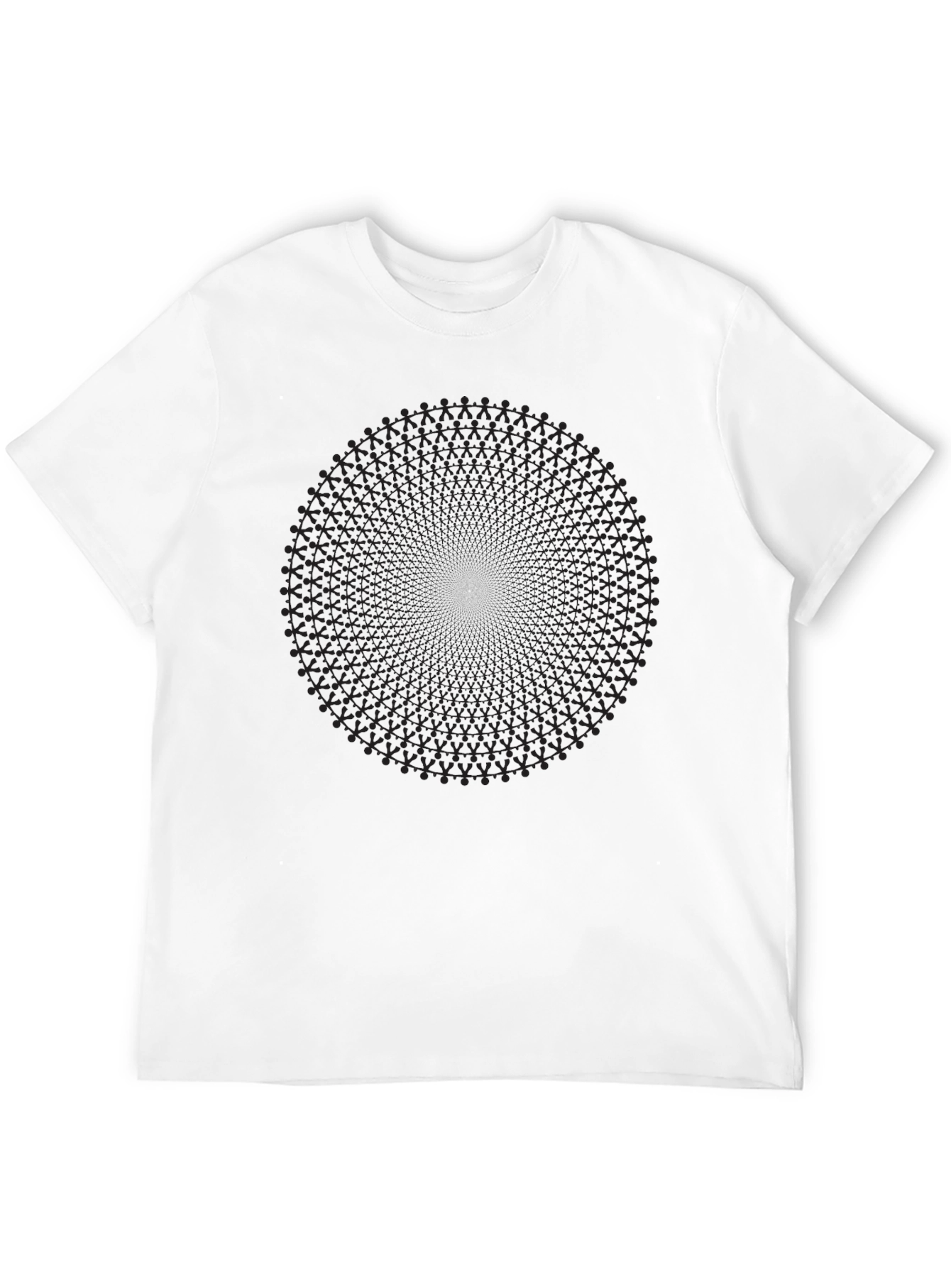 Black Geometric Circle Pattern Crew Neck T-Shirt