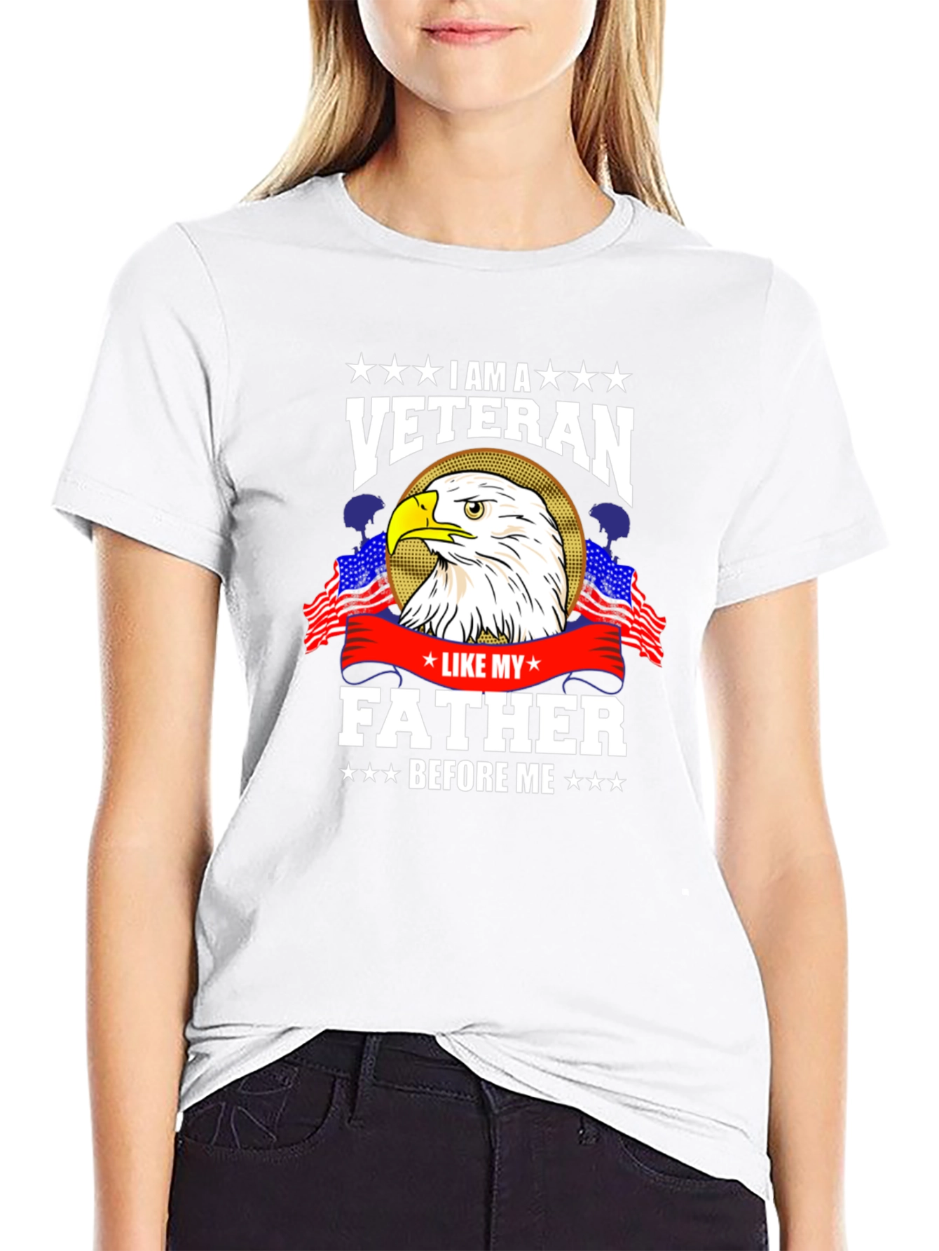 Veteran T-Shirt - Eagle and American Flags