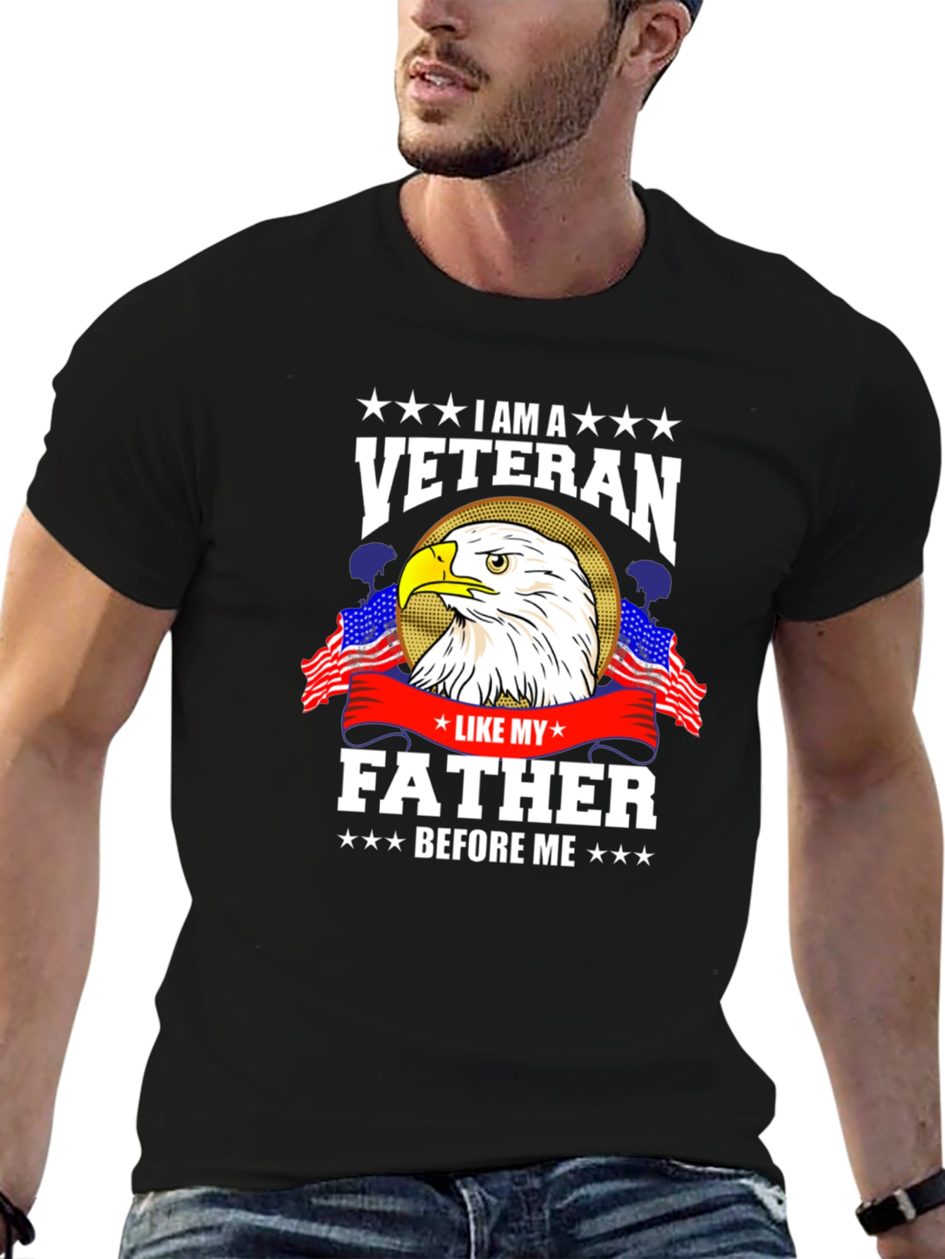 Veteran T-Shirt - Eagle and American Flags