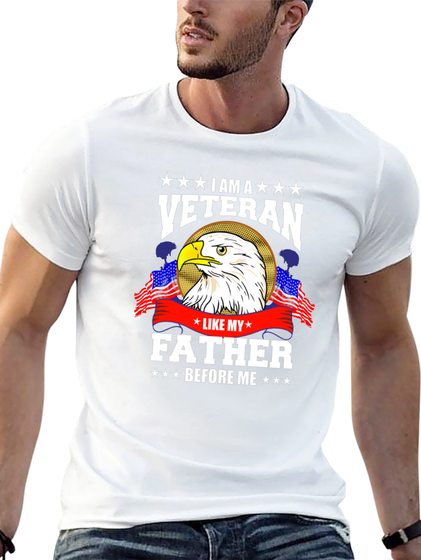 Veteran T-Shirt - Eagle and American Flags