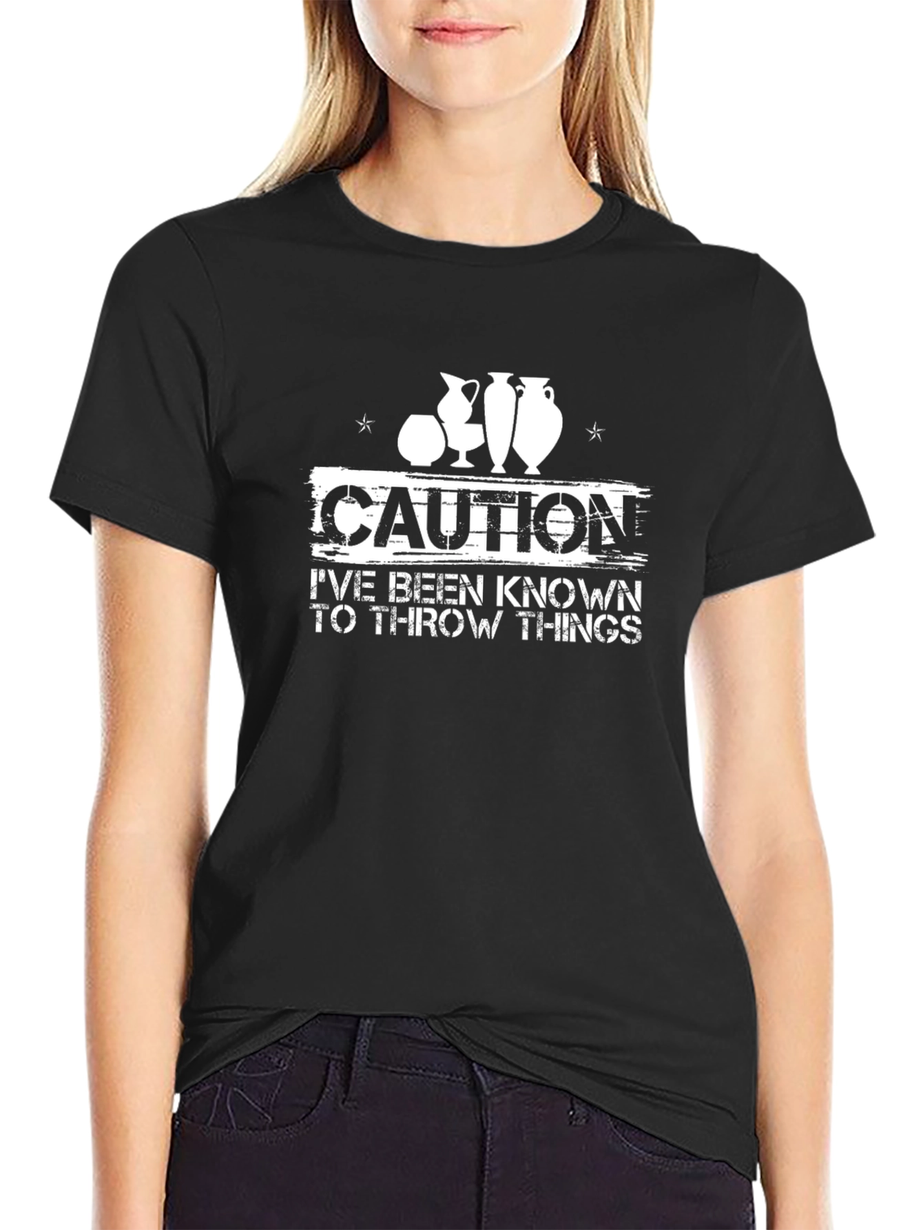 Caution Throw Things T-Shirt Pottery Hobby