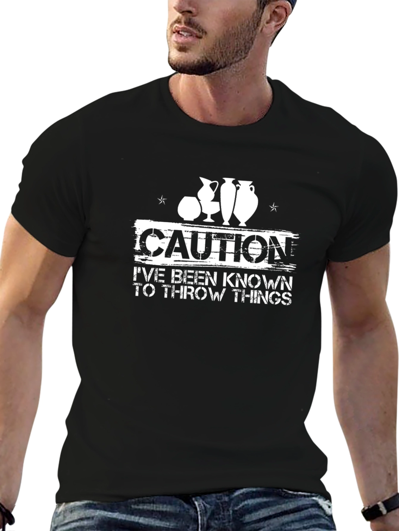 Caution Throw Things T-Shirt Pottery Hobby