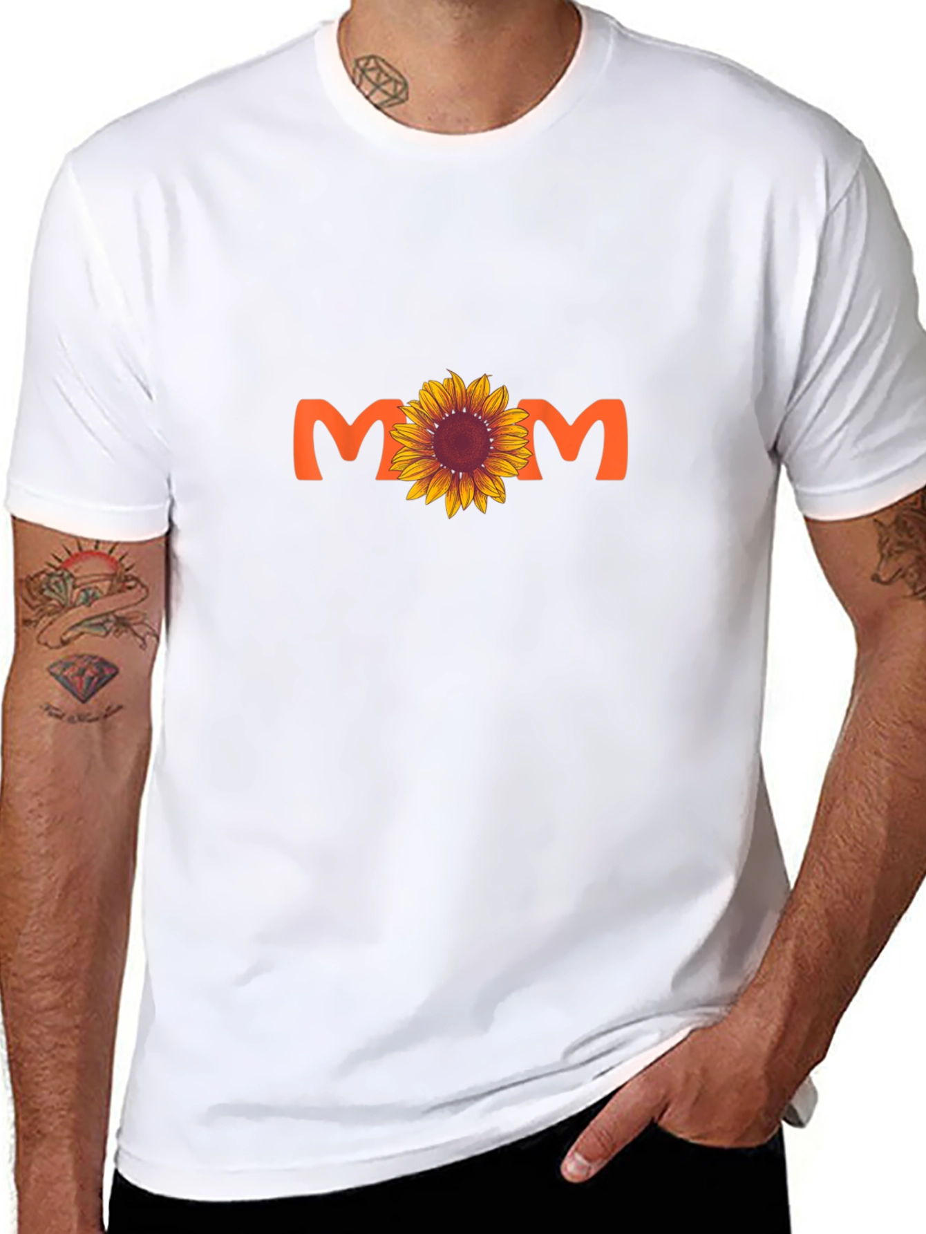 Sunflower Mom Graphic Tee - Black Cotton Blend T-Shirt