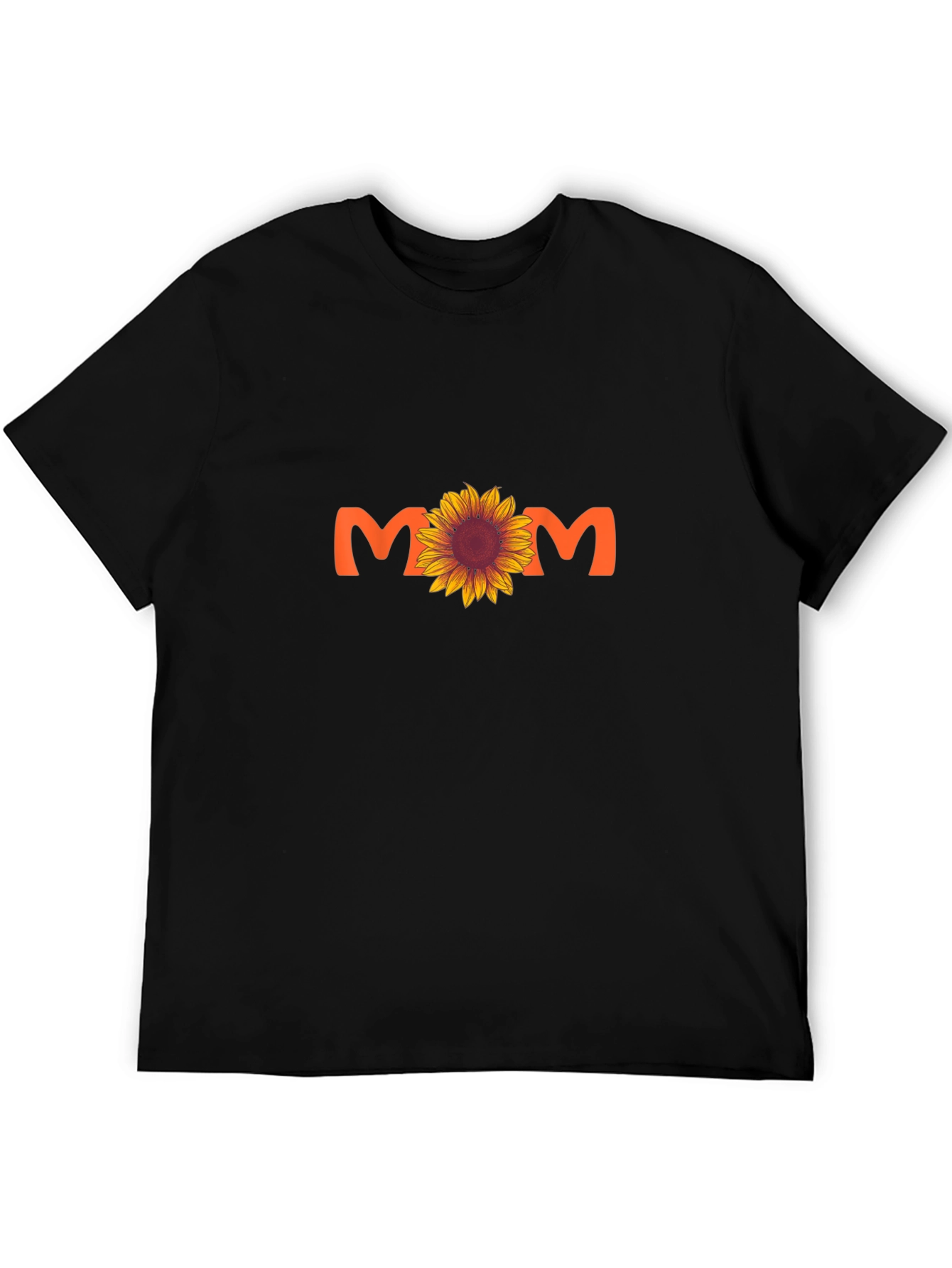 Sunflower Mom Graphic Tee - Black Cotton Blend T-Shirt