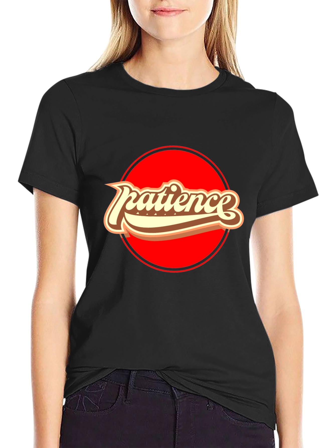 Patience Retro Graphic T-Shirt - Comfort Black Tee
