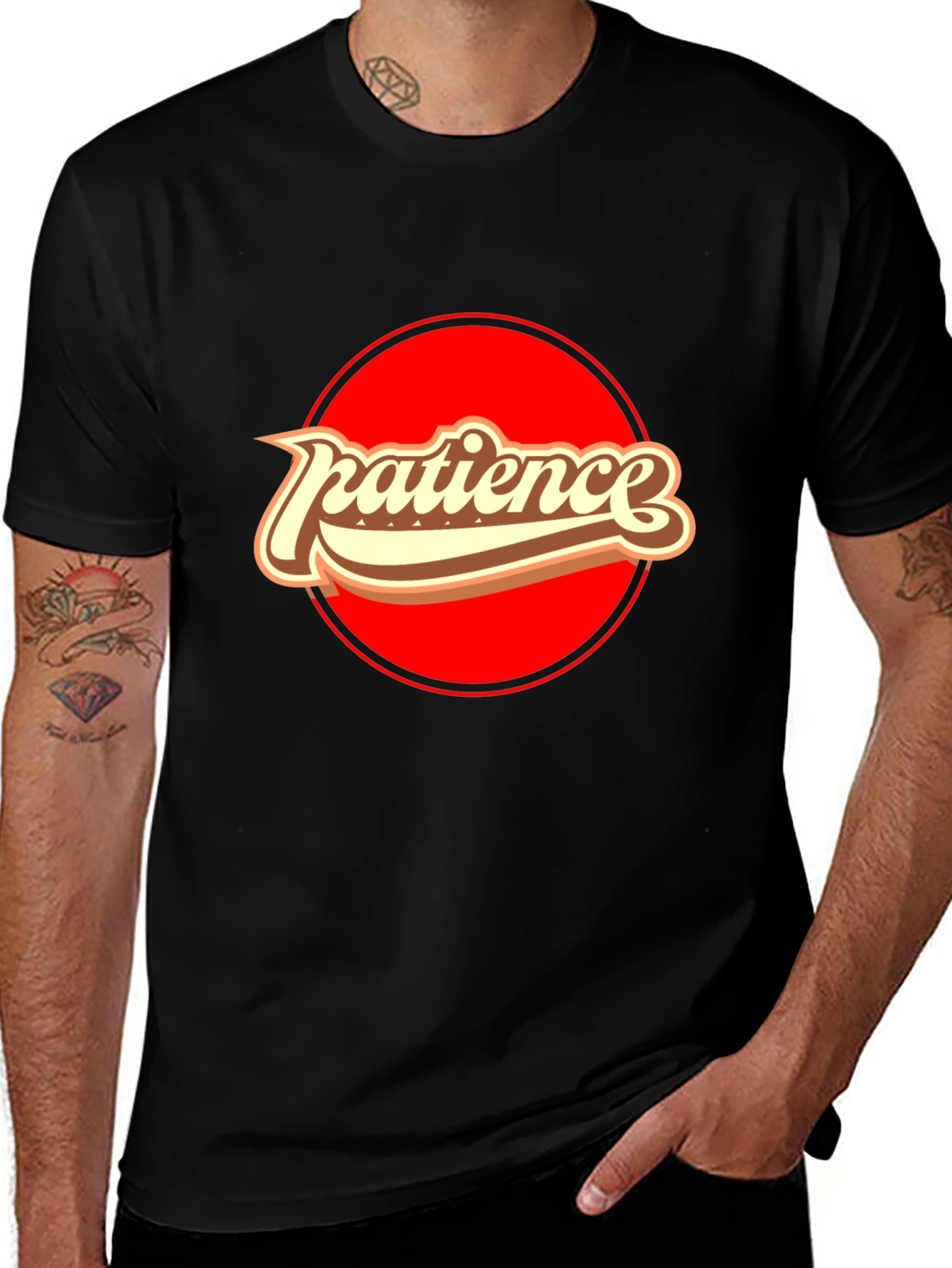 Patience Retro Graphic T-Shirt - Comfort Black Tee