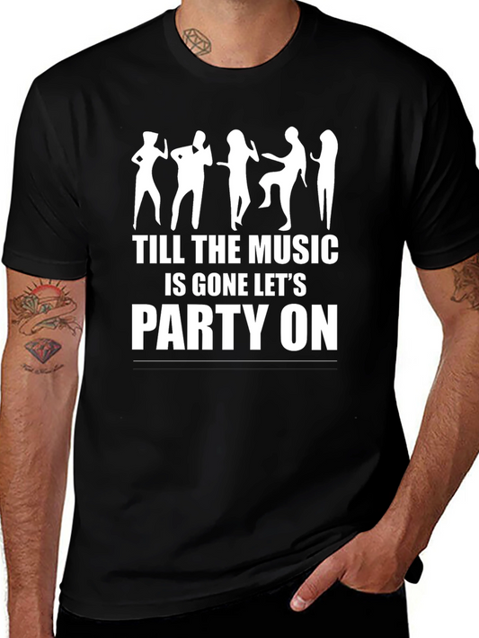 Party On Graphic Tee - Mens Black Crew Neck T-Shirt