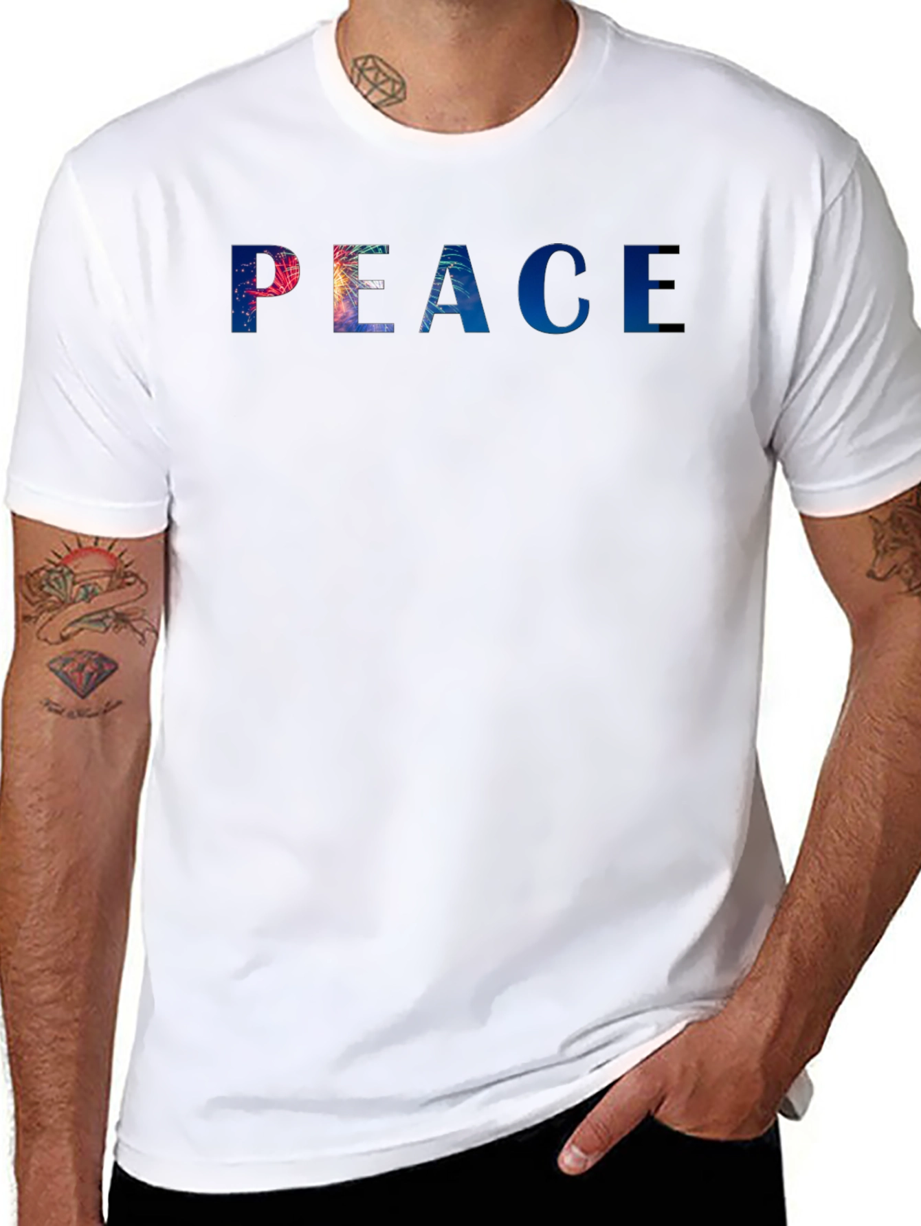 Peace Graphic Tee - Stylish Black Cotton Blend T-Shirt