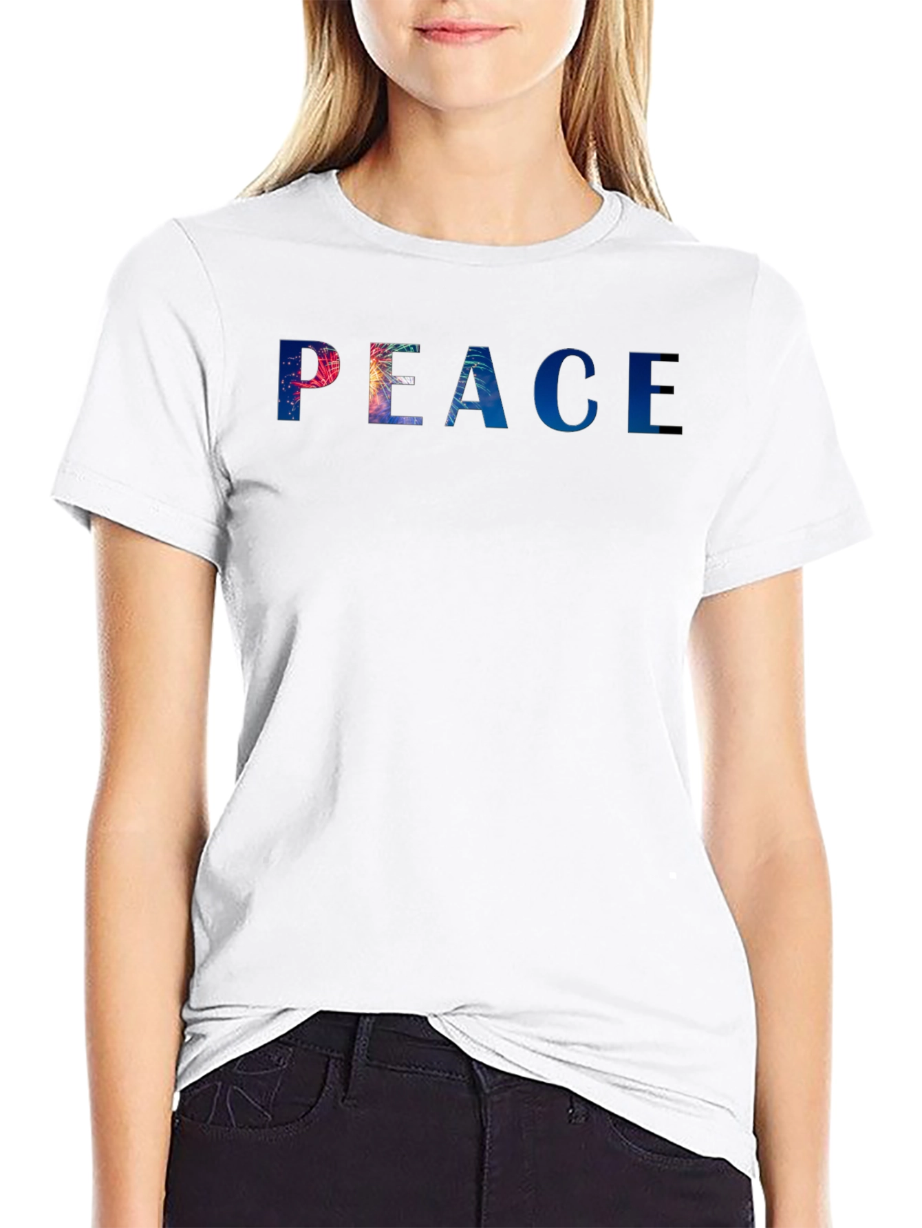 Peace Graphic Tee - Stylish Black Cotton Blend T-Shirt