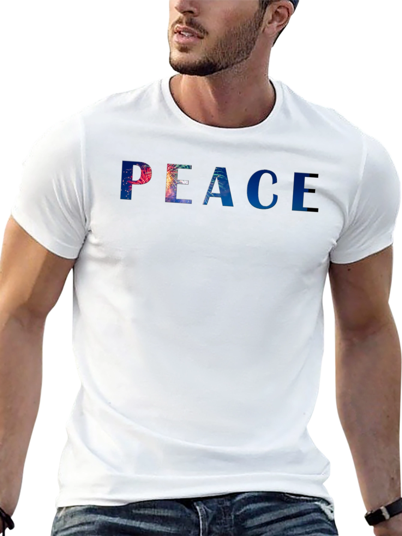 Peace Graphic Tee - Stylish Black Cotton Blend T-Shirt